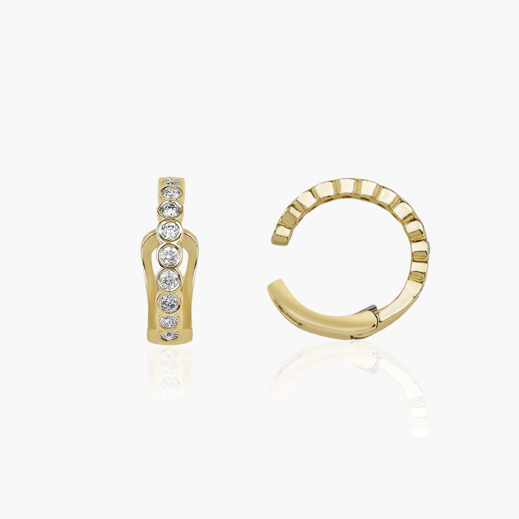 Bezel Set Diamond Ear Cuff Available in 14K and 18K Gold