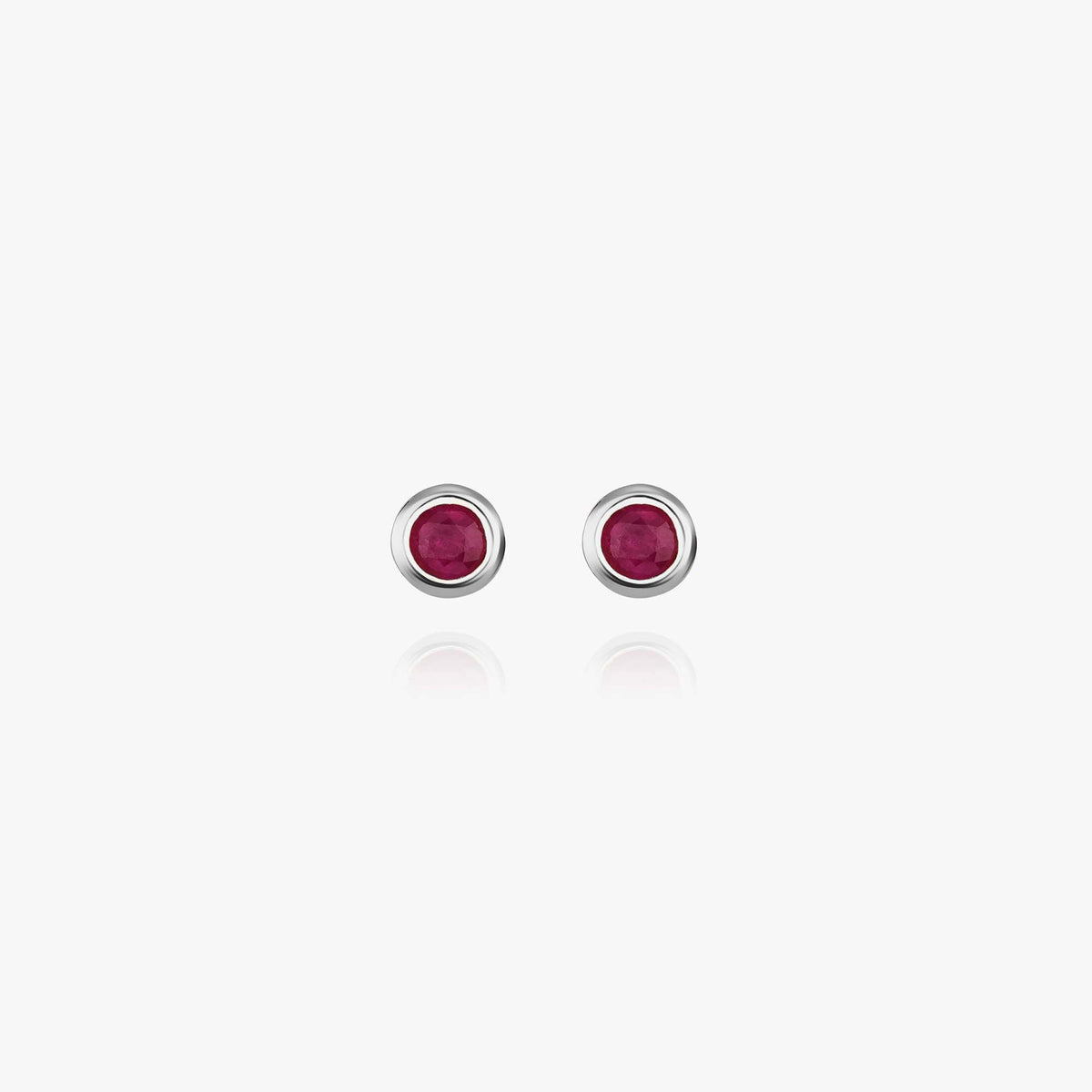 Mini Bezel Set Ruby Studs in 14K Gold