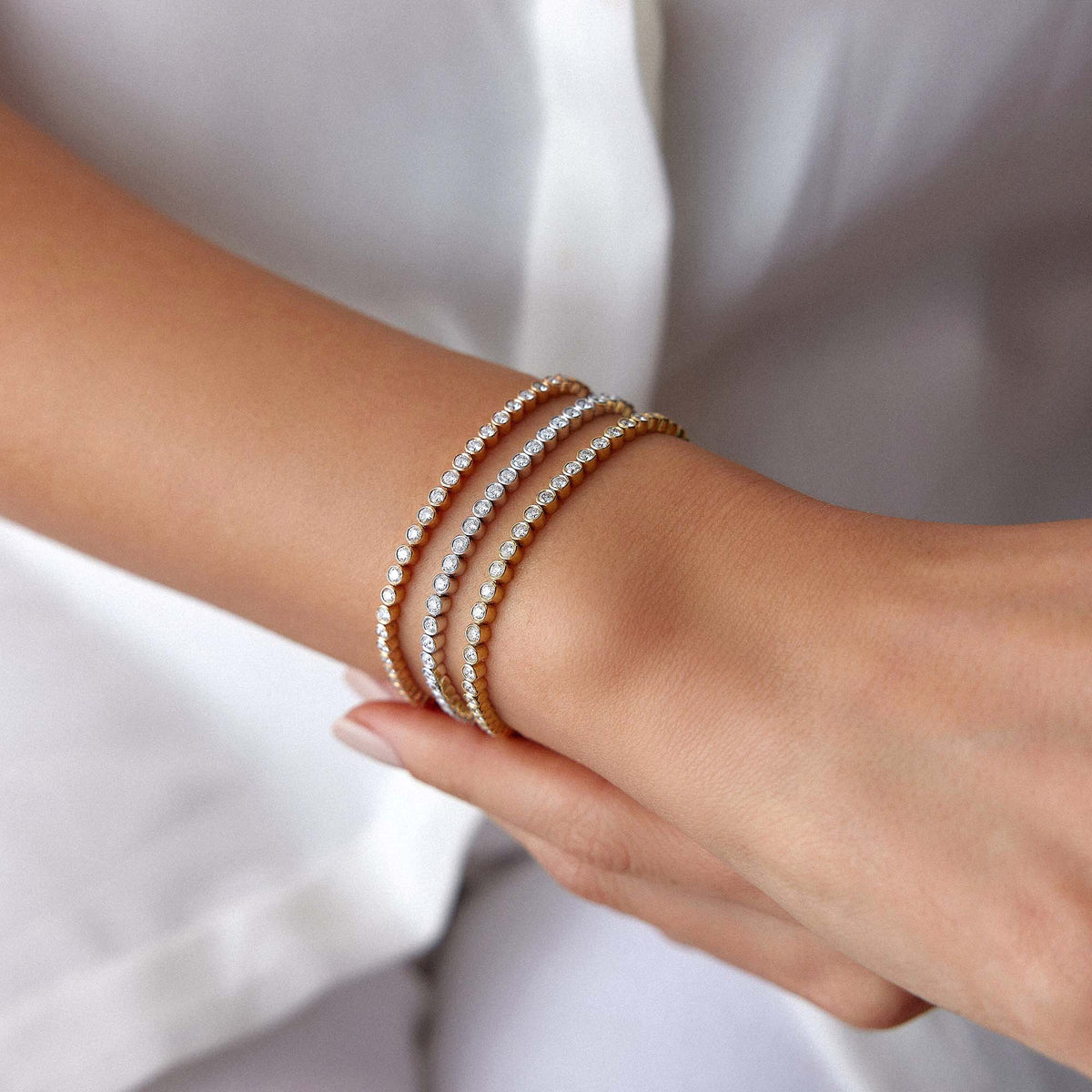 Bezel Set Tennis Bracelet in 14K Gold