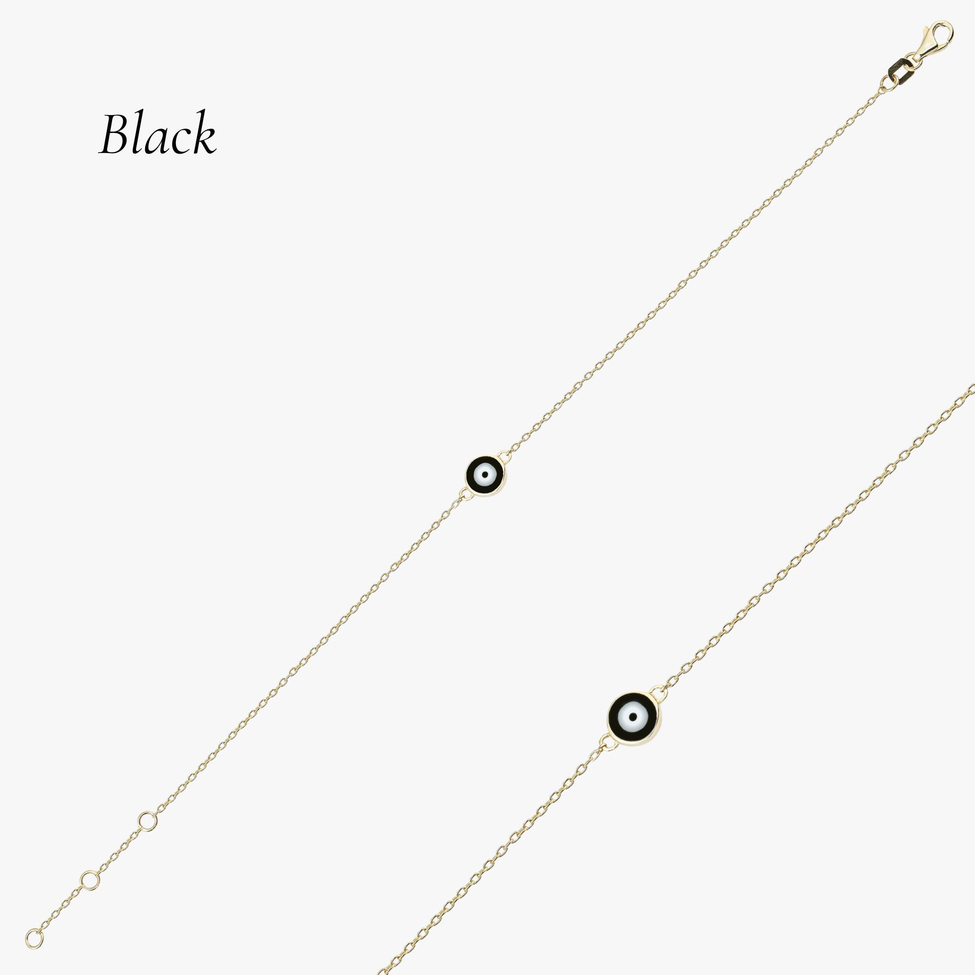 Black Evil Eye bracelet in 14K Gold