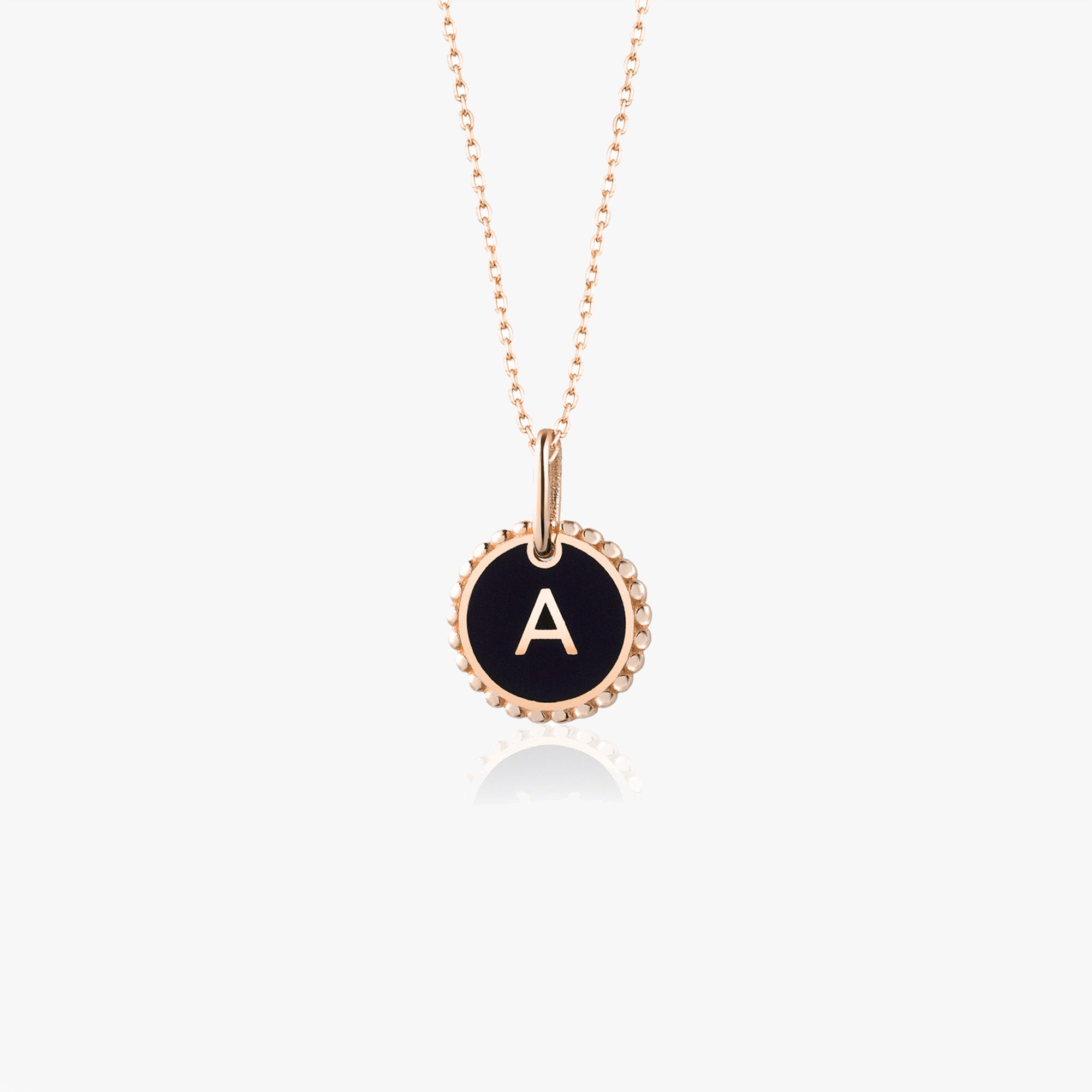 Enamel Initial Necklace in 14K Gold