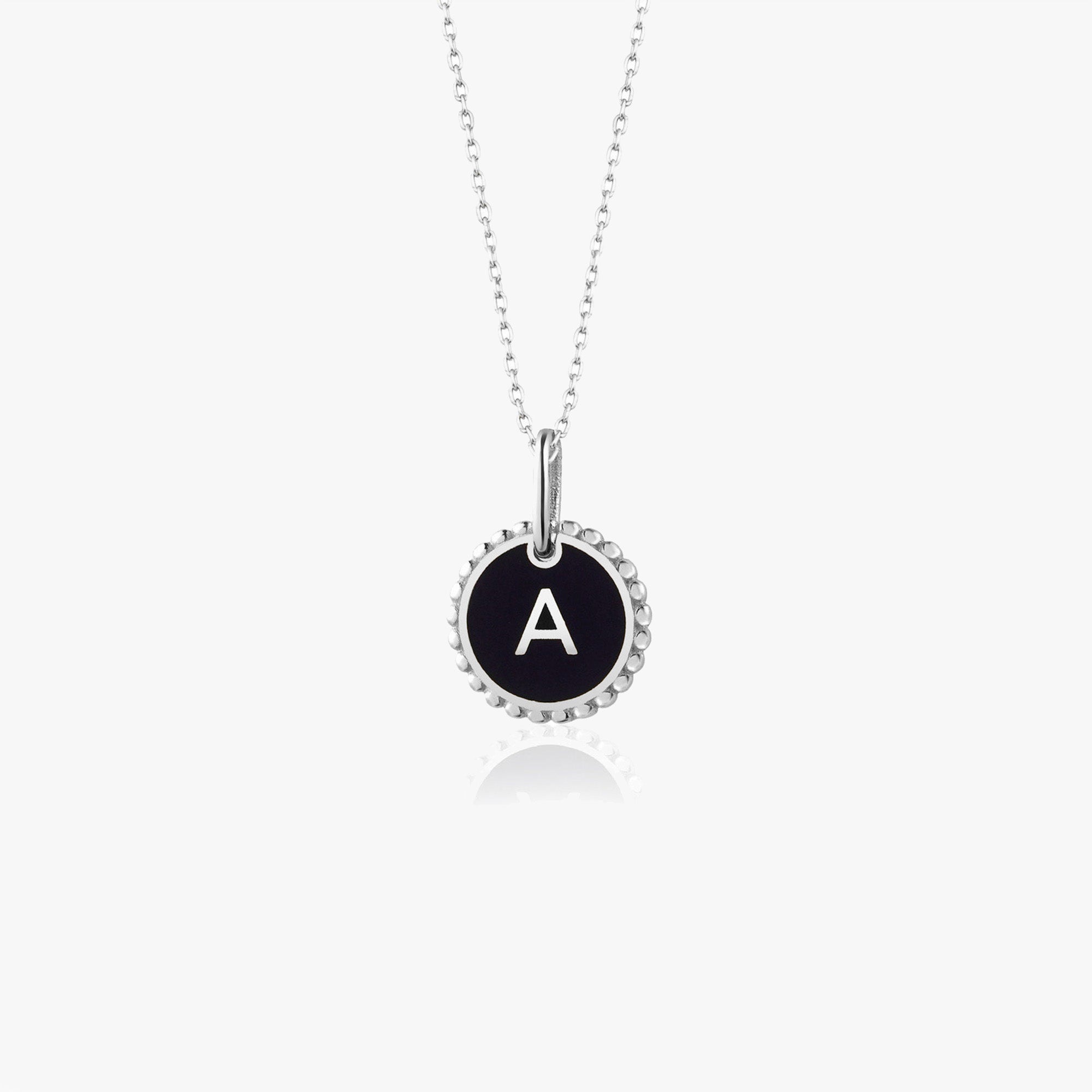 Enamel Initial Necklace in 14K Gold