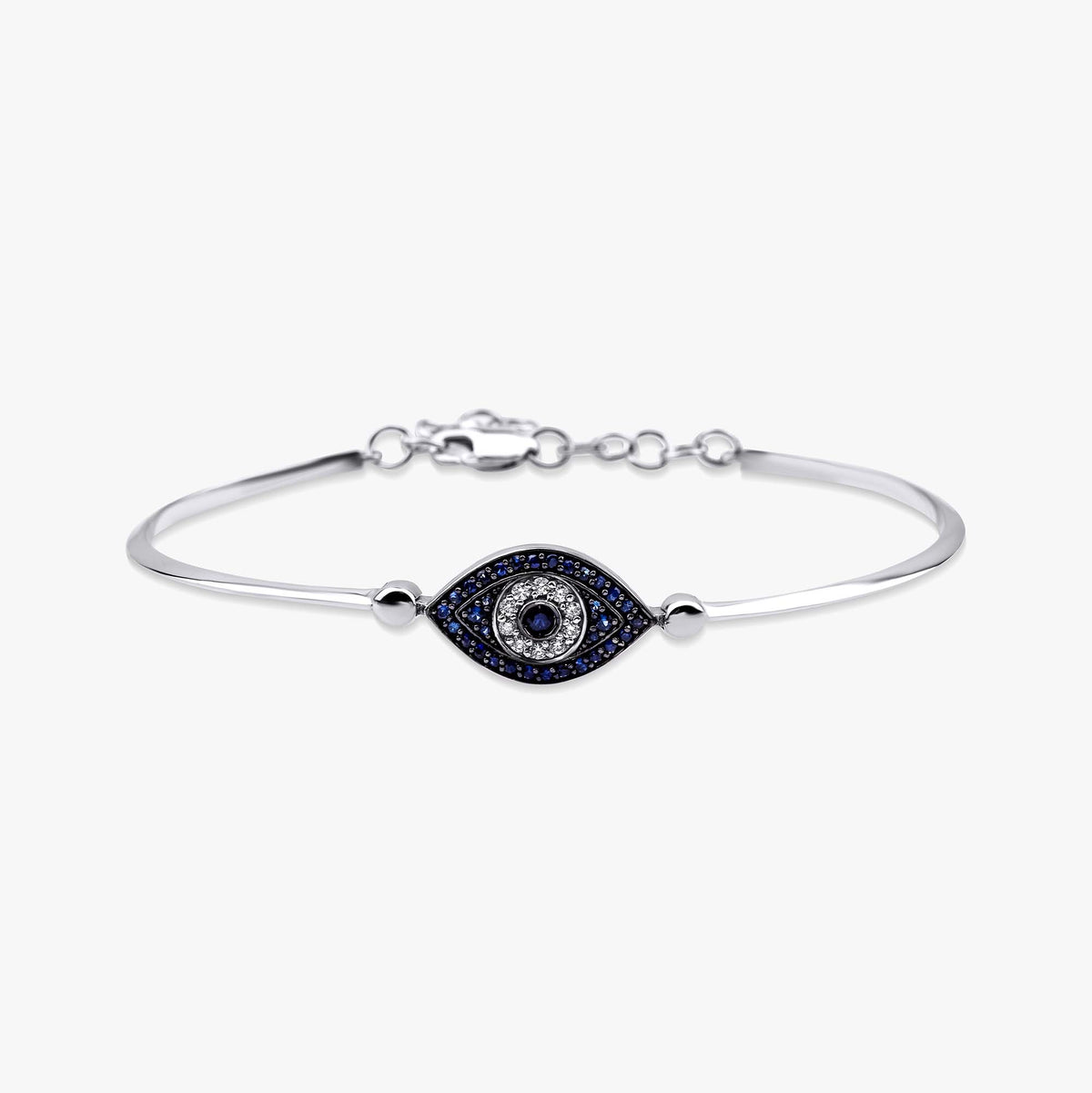 Blue Sapphire and Diamond Evil Eye Bracelet in 14K Gold