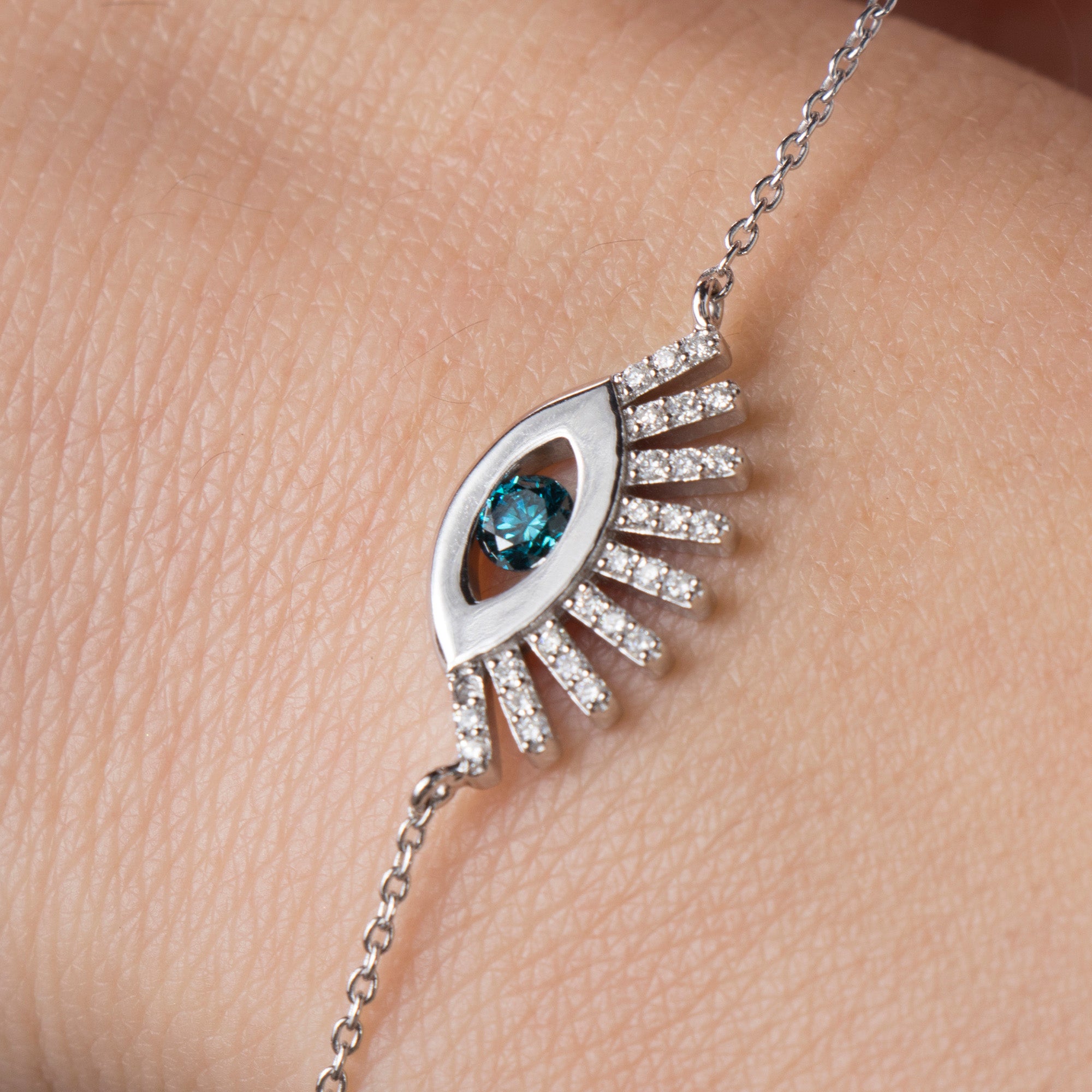 Blue Diamond Eye Bracelet in 14K Gold