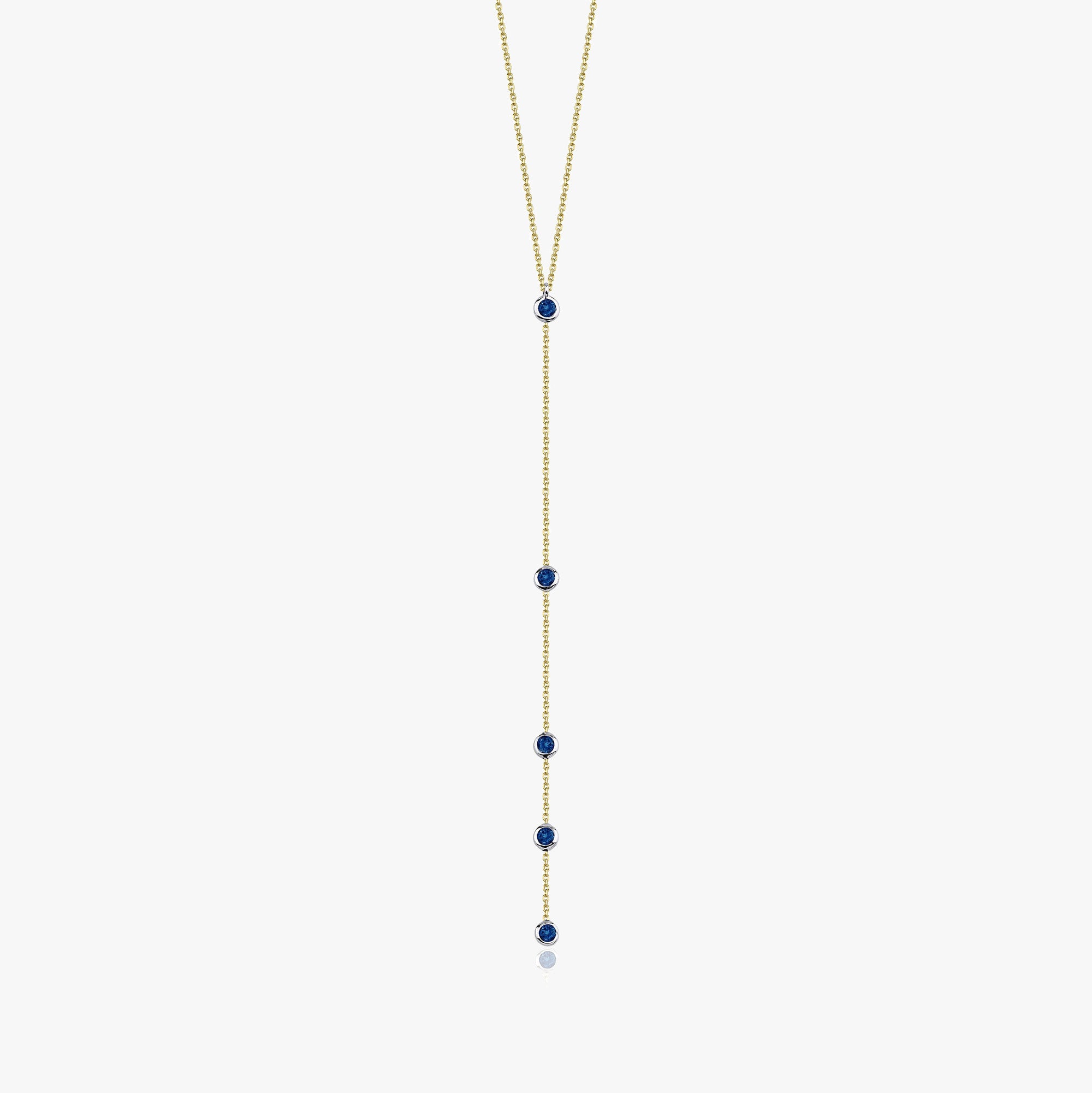 Blue Sapphire Lariat Necklace Available in 14K and 18K Gold