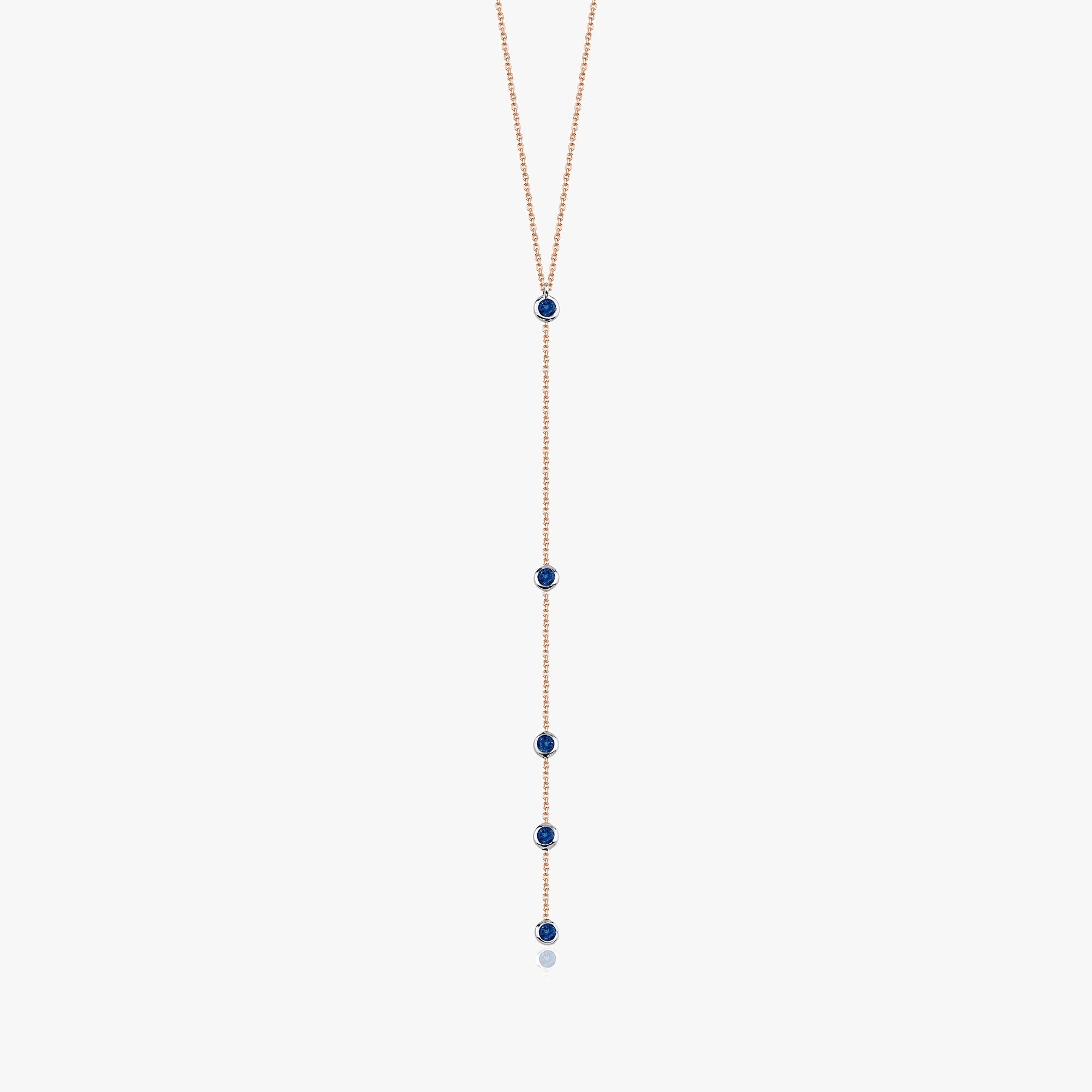 Blue Sapphire Lariat Necklace Available in 14K and 18K Gold