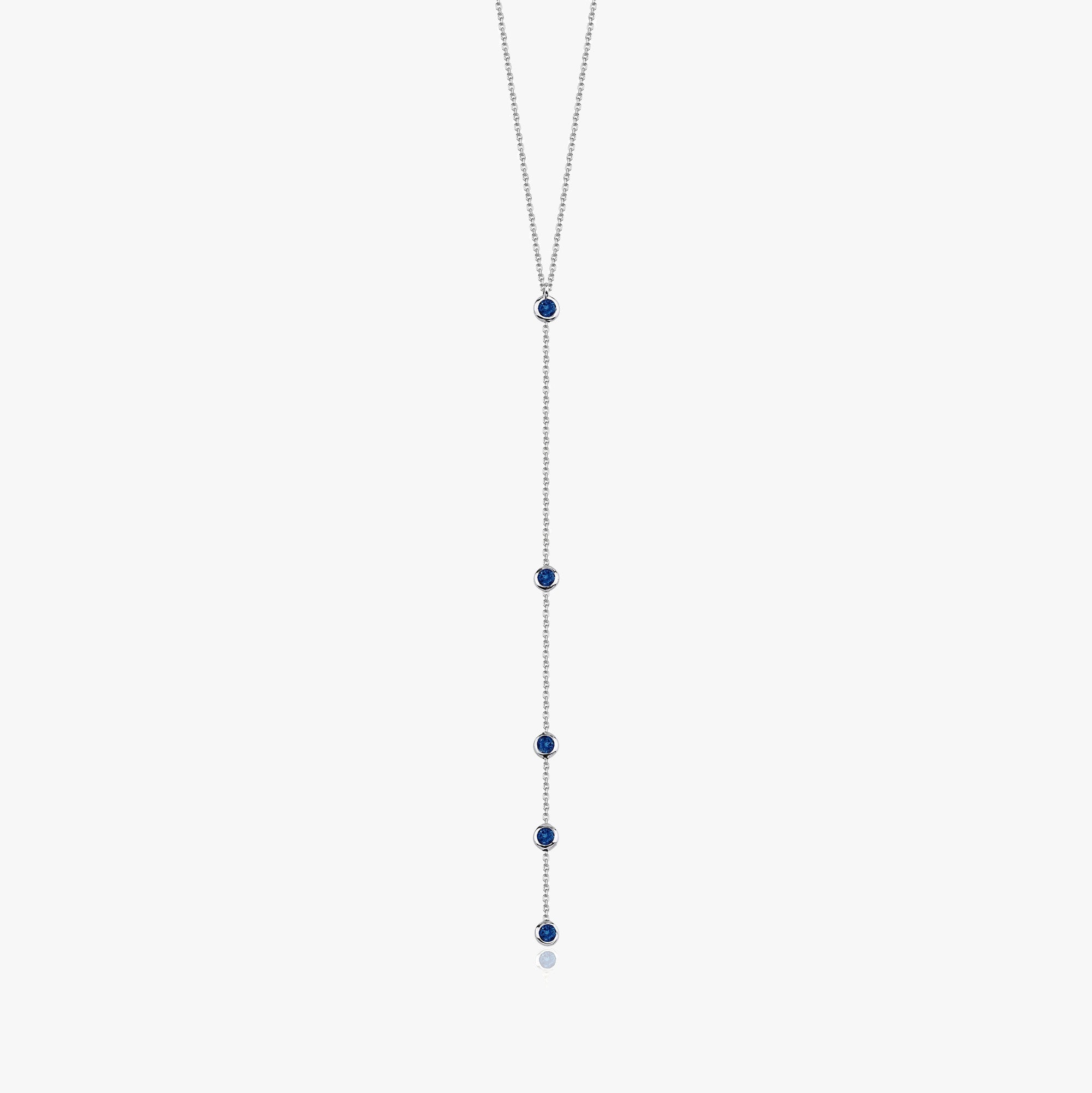 Blue Sapphire Lariat Necklace Available in 14K and 18K Gold