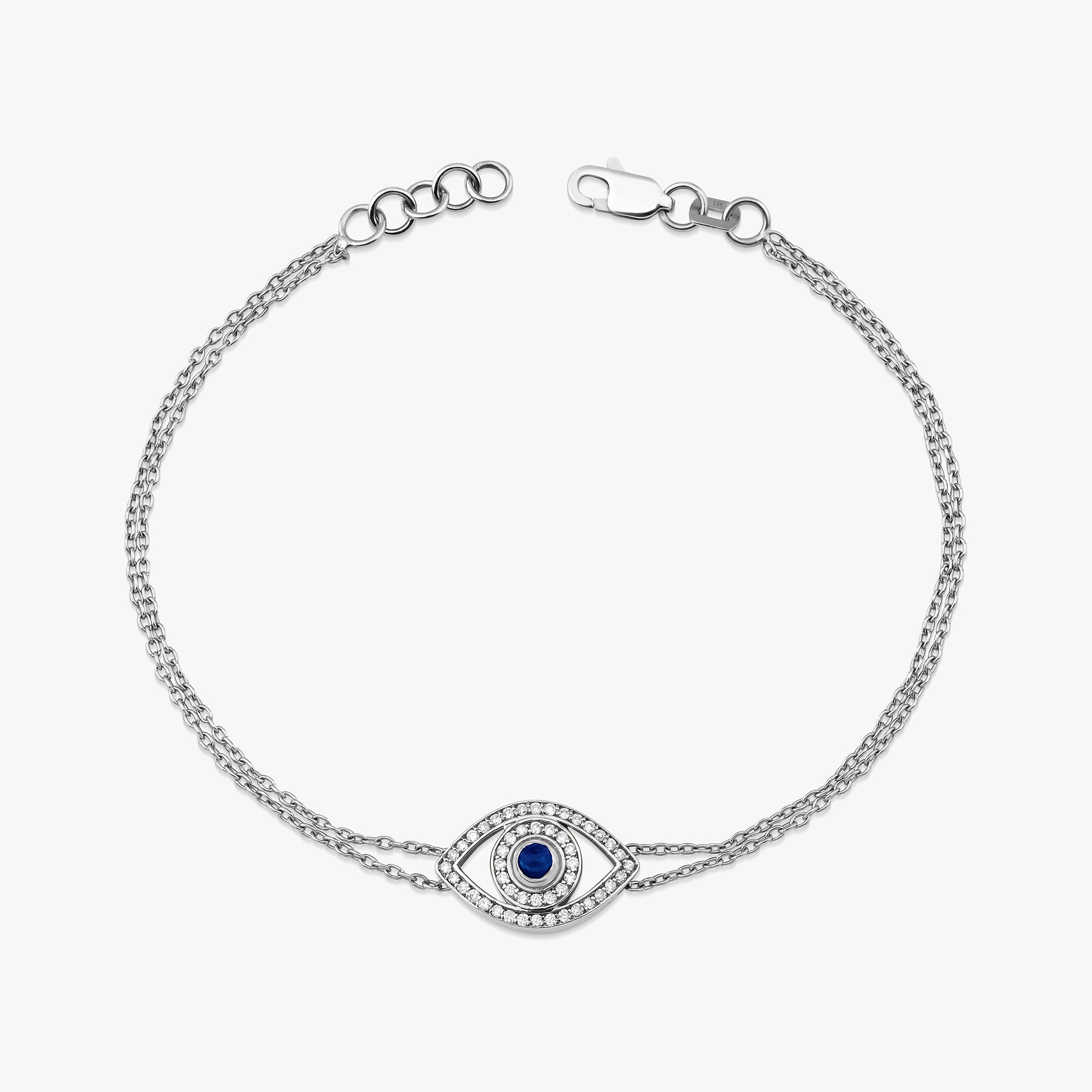 Sapphire and Diamond Evil Eye Bracelet in 14K Gold