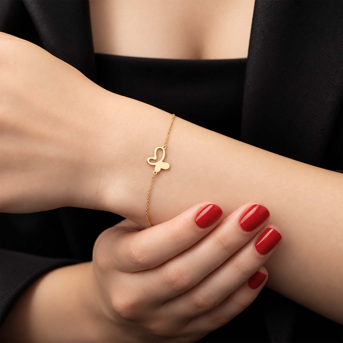 Minimal Butterfly Bracelet in 14K Gold