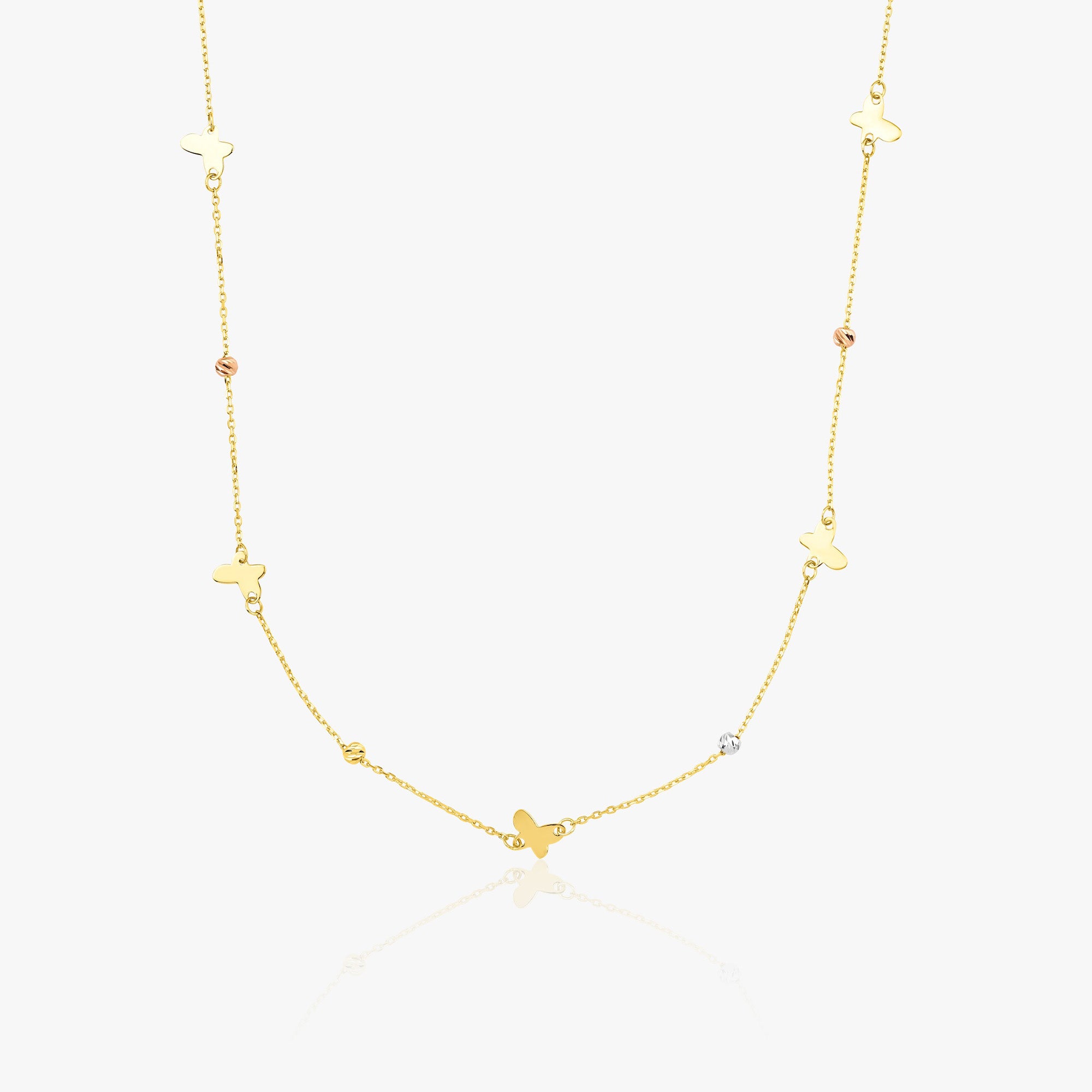 Butterfly Station Necklace in 14K Gold