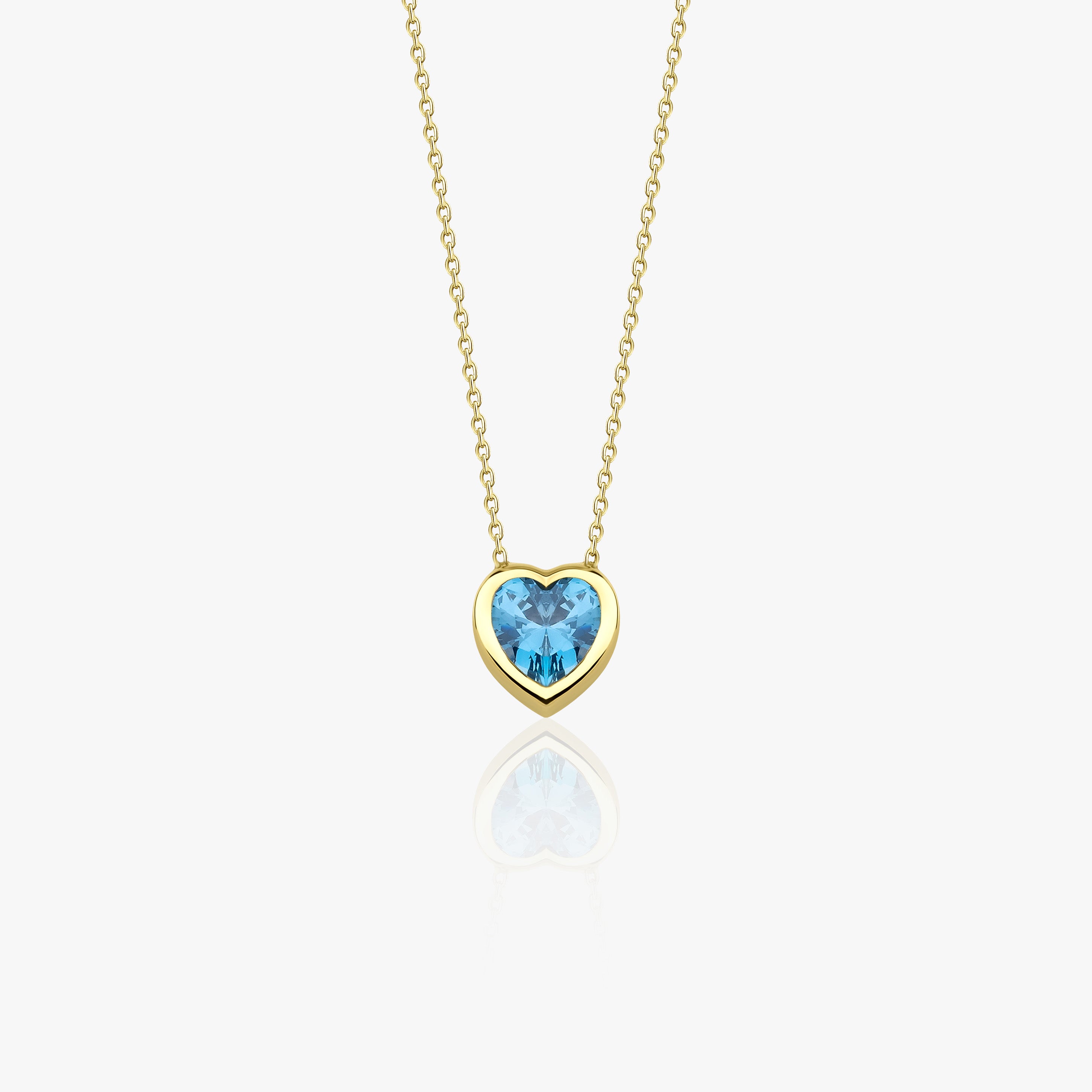 Blue Gemstone Heart Pendant Necklace