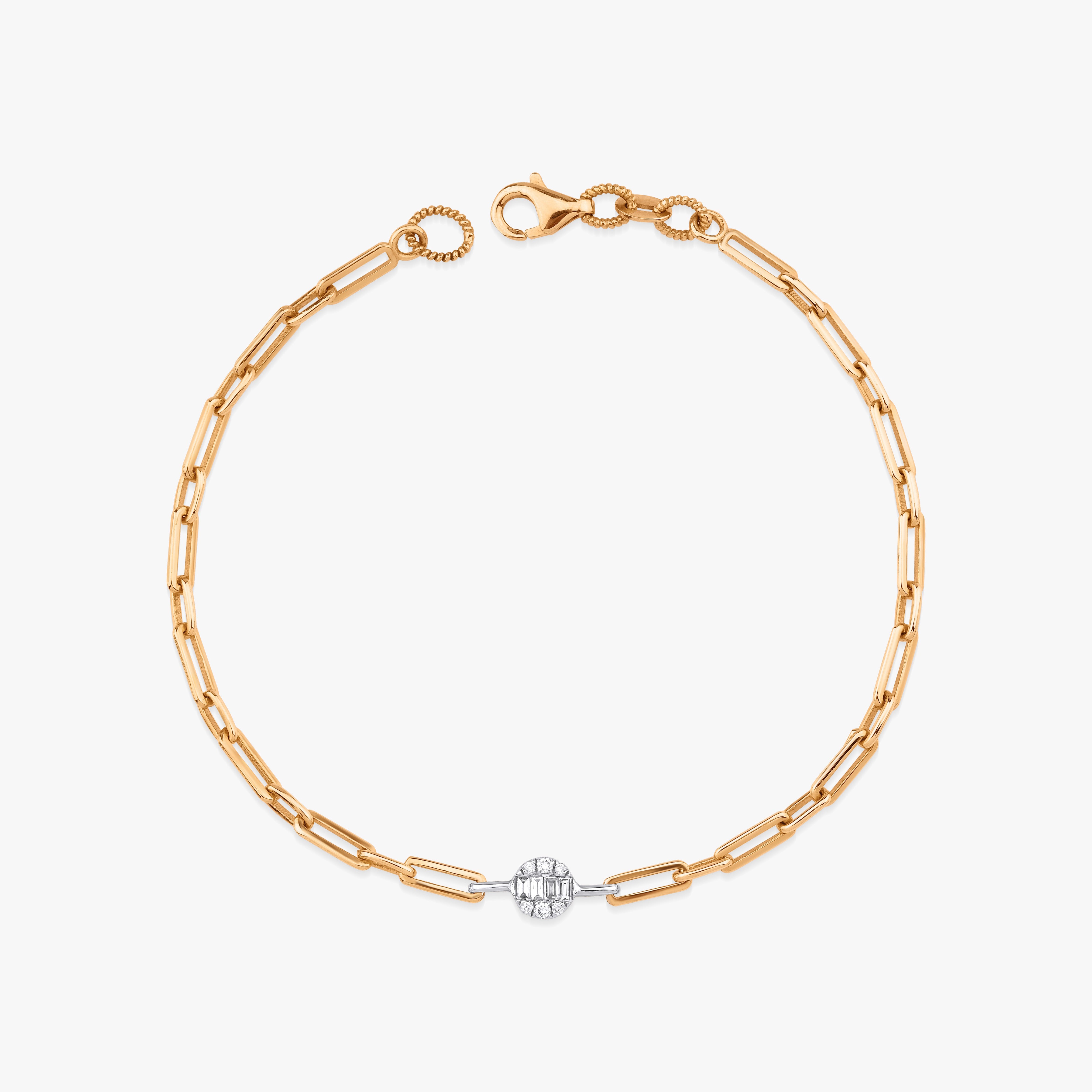 Minimal Diamond Circle Shaped Bracelet in 14K Gold