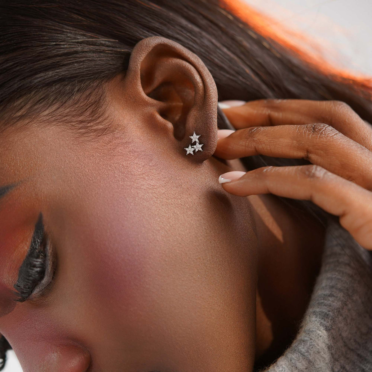 Single Celestial Star Group Stud in 14K Gold