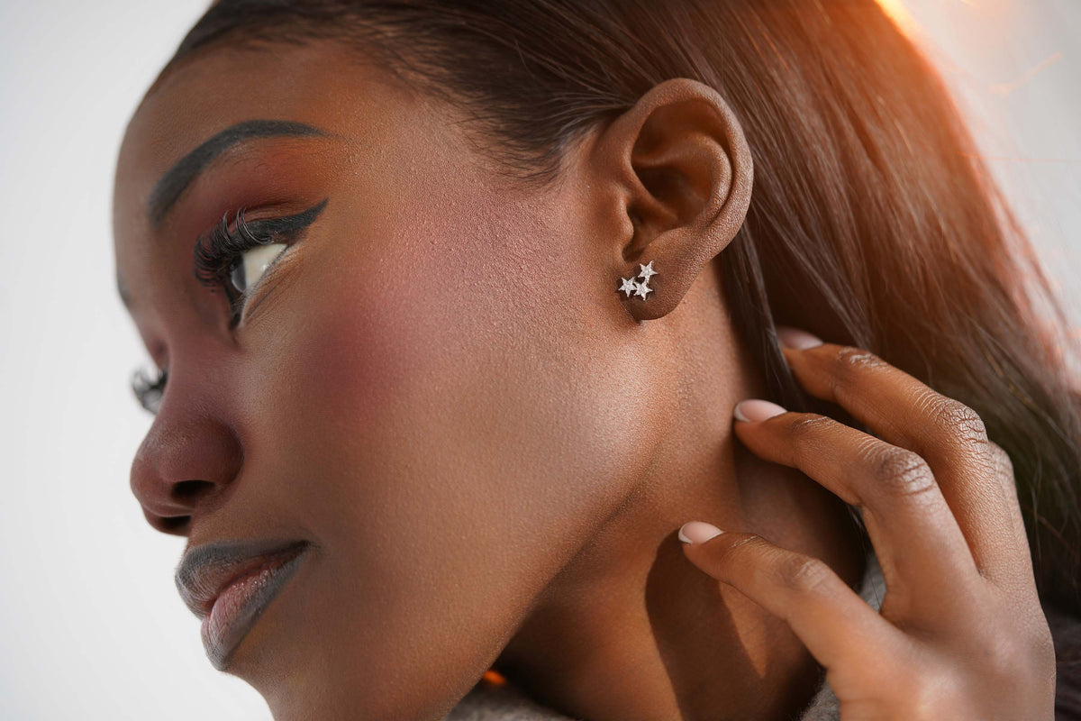 Single Celestial Star Group Stud in 14K Gold