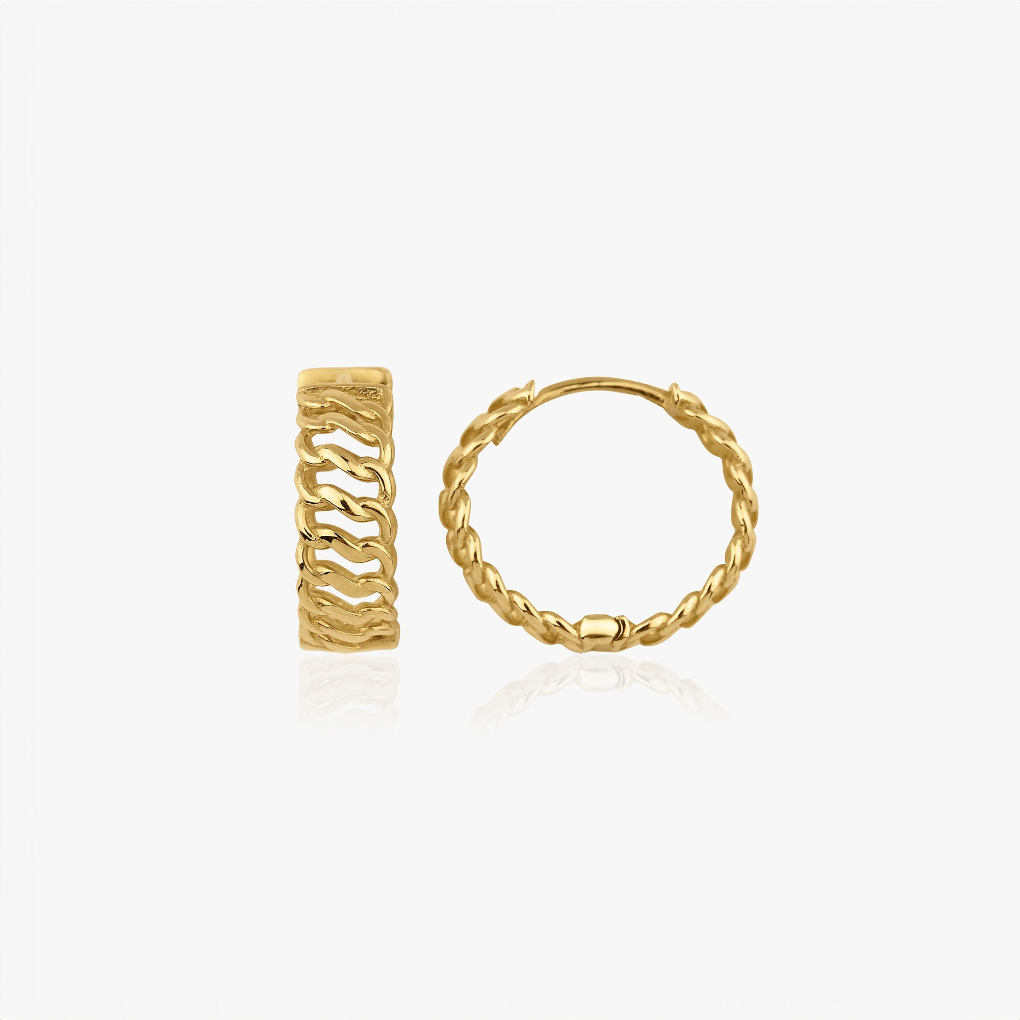 Chain Hoops in 14K Gold