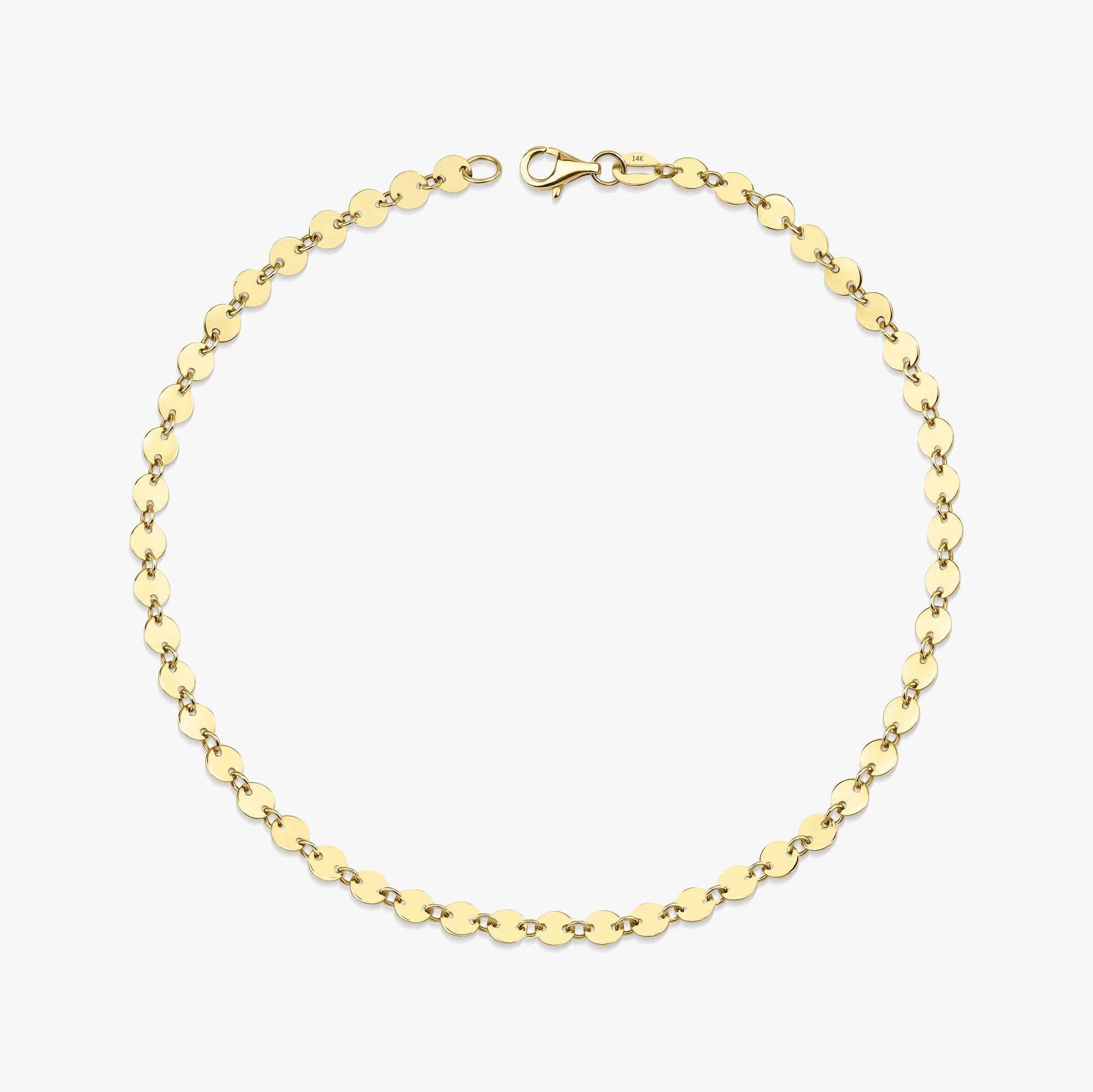 Circle Chain Anklet in 14K Gold