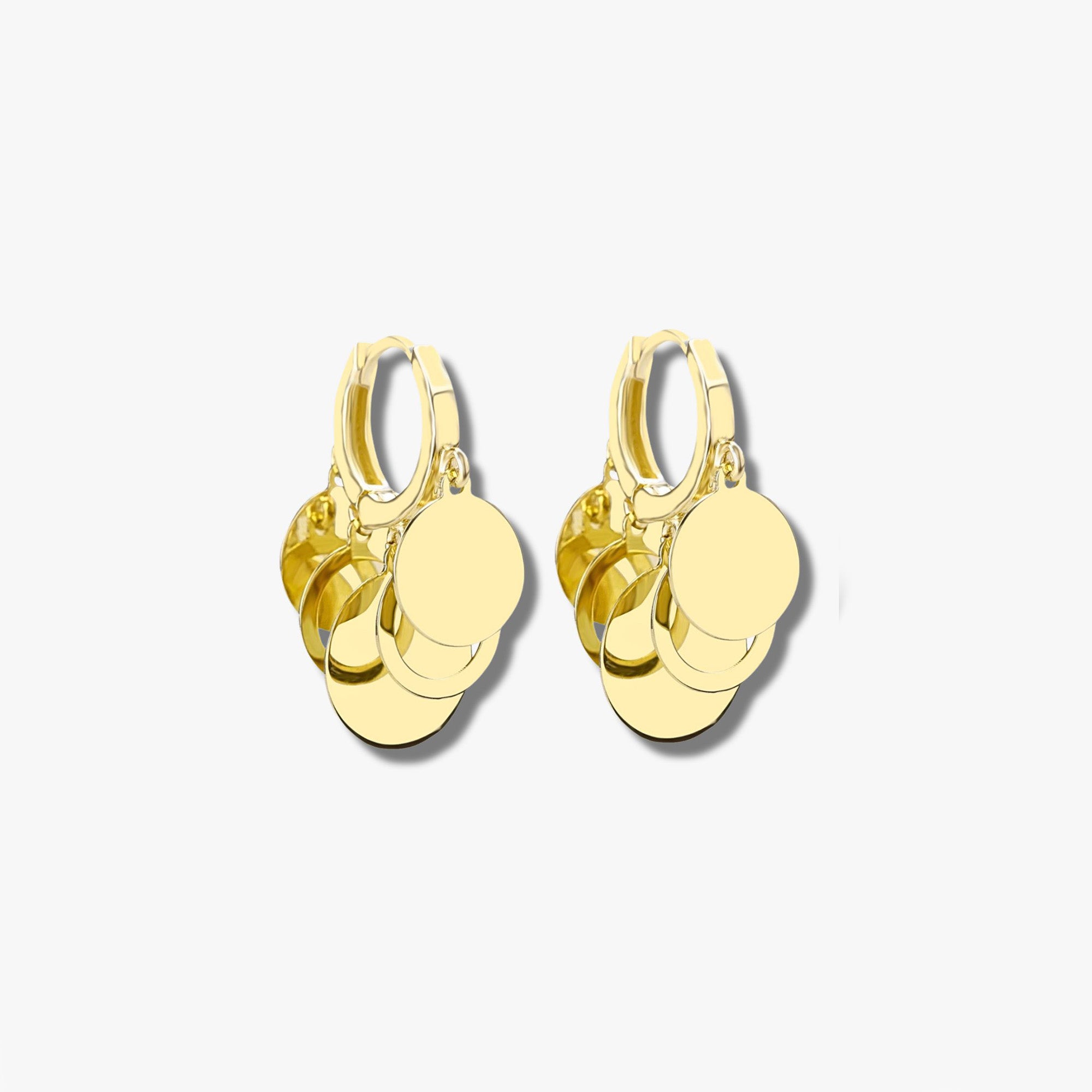 Dangle Coin Hoops in 14K Gold