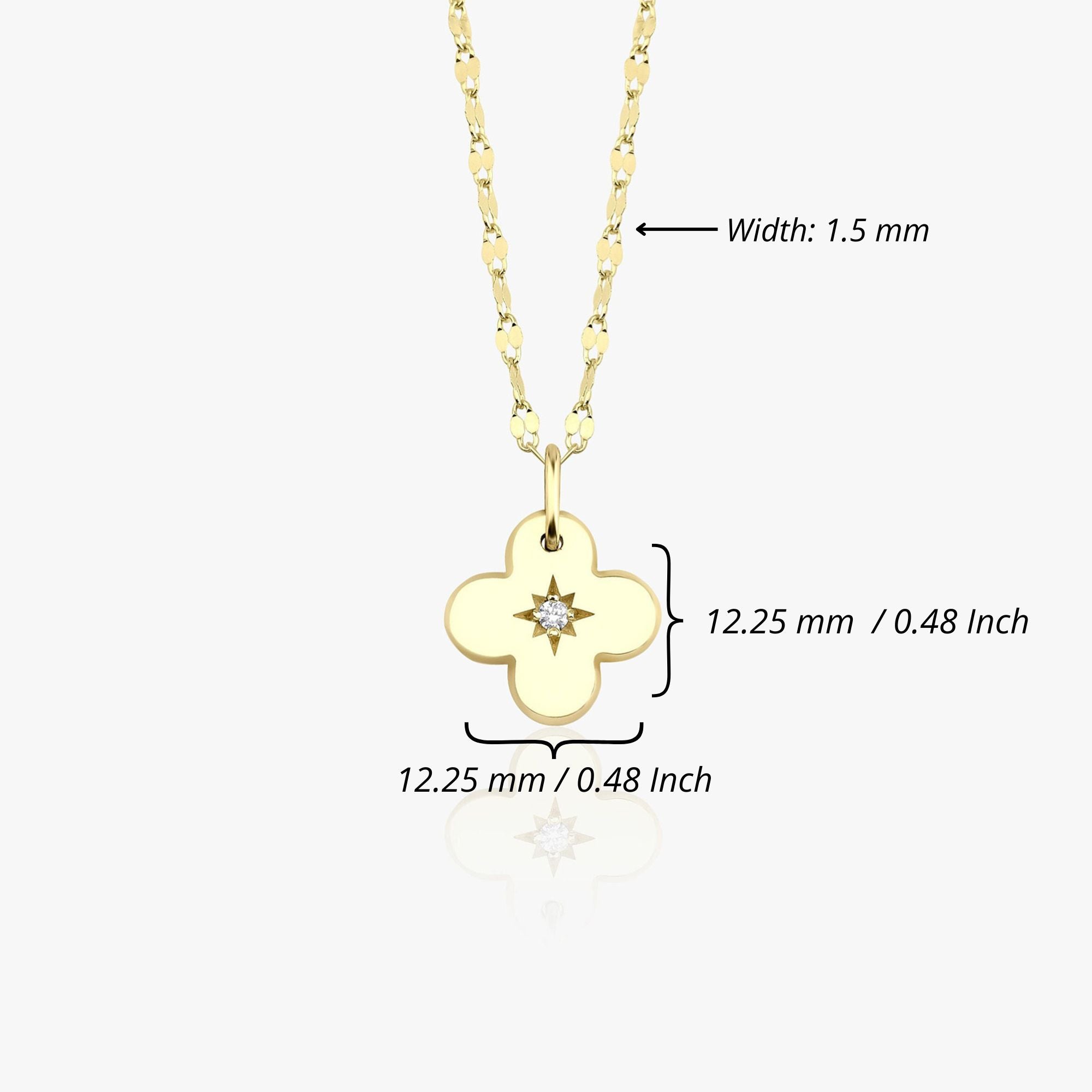 Diamond Clover Necklace With Glitter Chain in 14K Gold