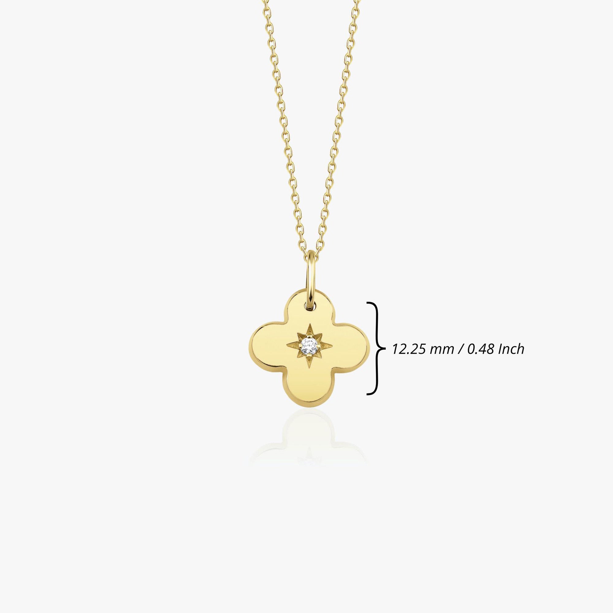 Mini Diamond Clover Necklace in 14K Gold