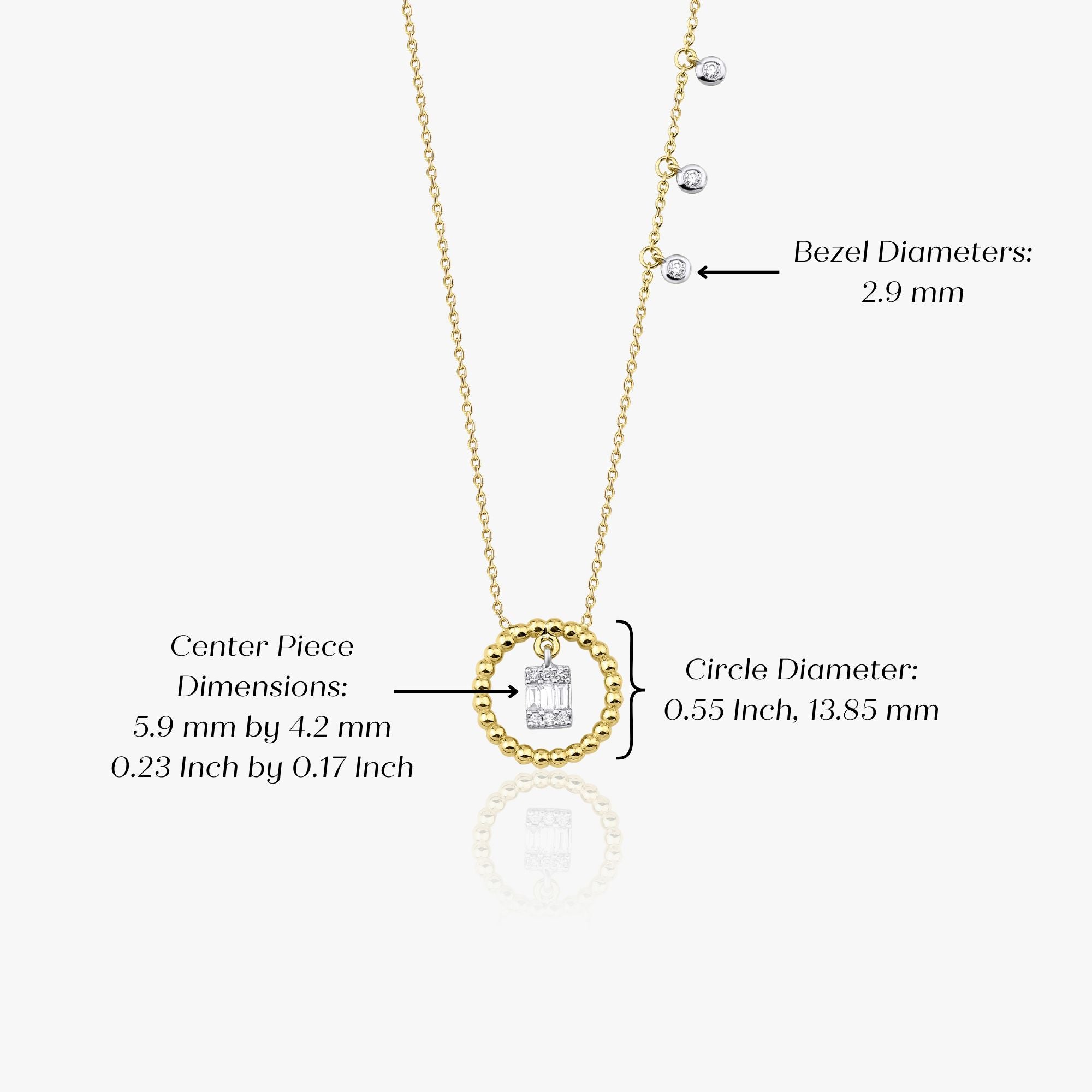 Diamond Circle Necklace With Dangling Bezel Charms