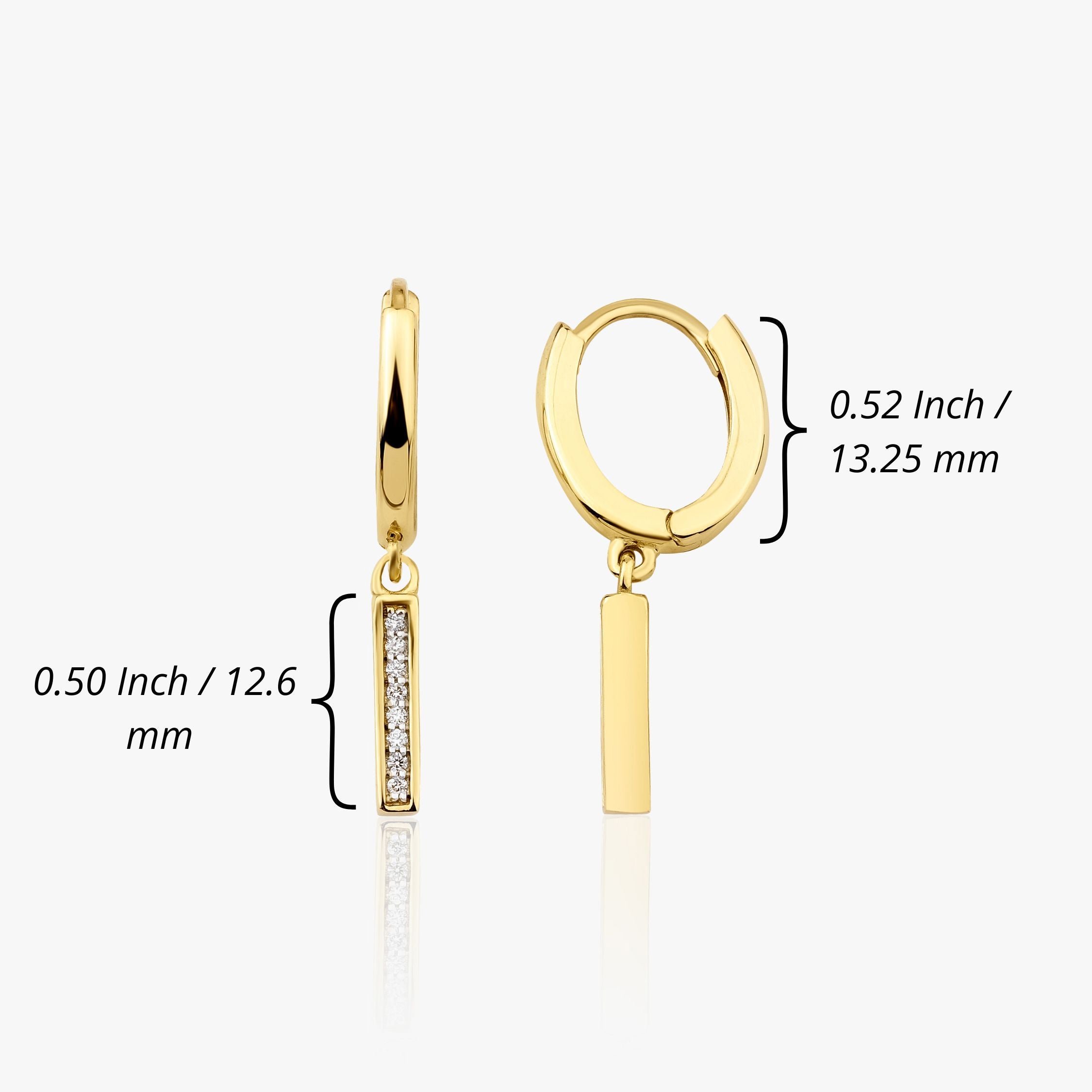 Diamond Vertical Bar Earrings in 14K Gold