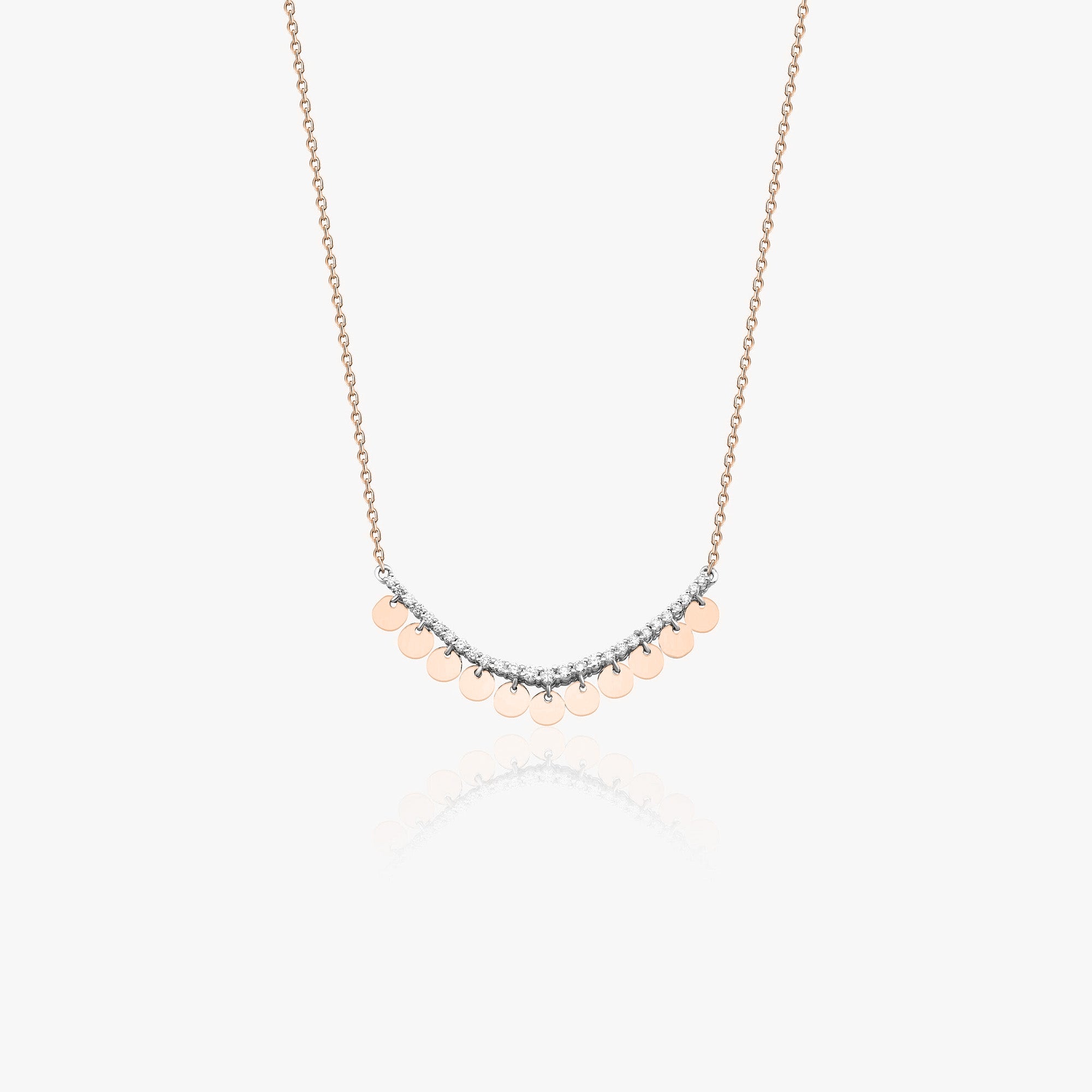 Diamond Crescent Bar Necklace in 14K Gold