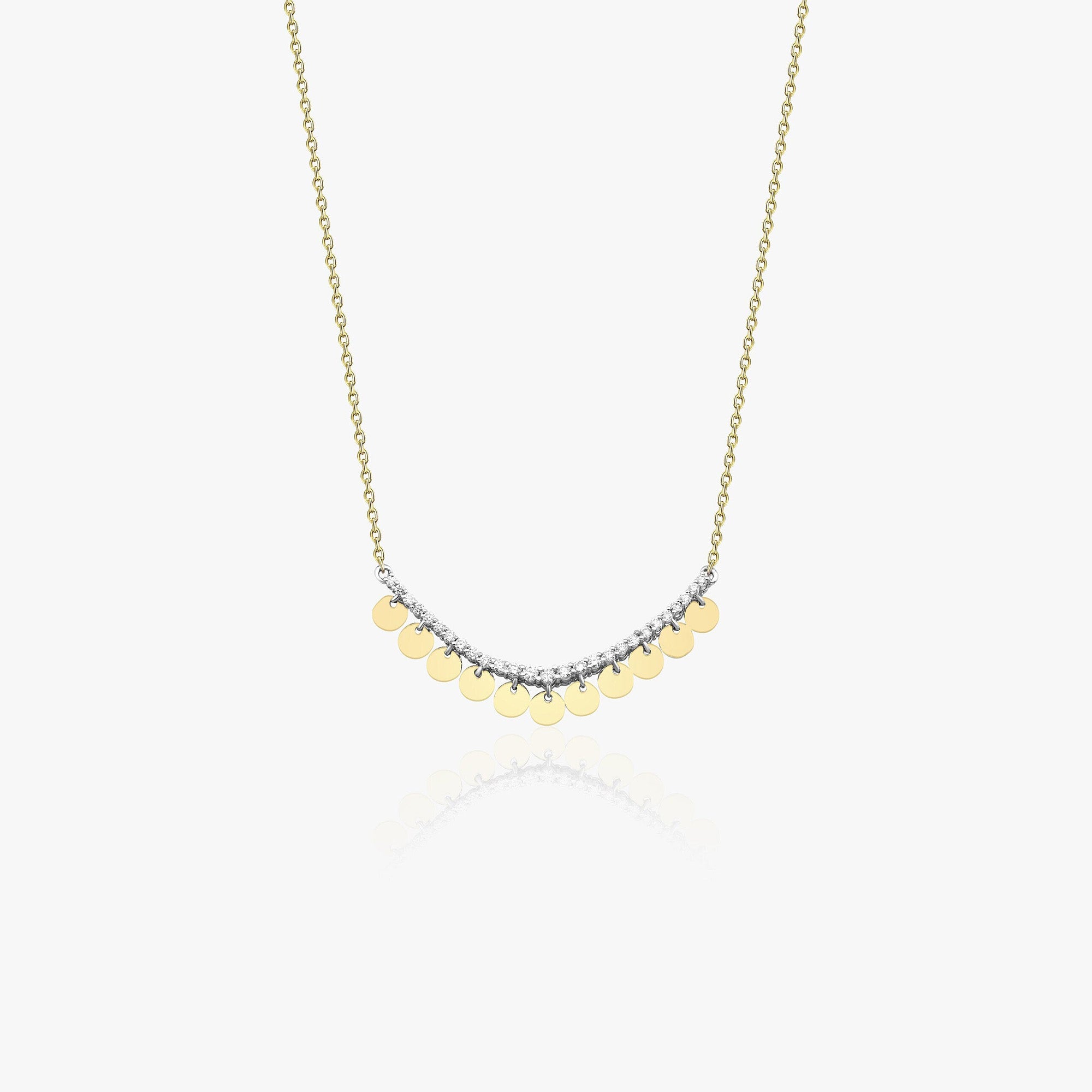 Diamond Crescent Bar Necklace in 14K Gold