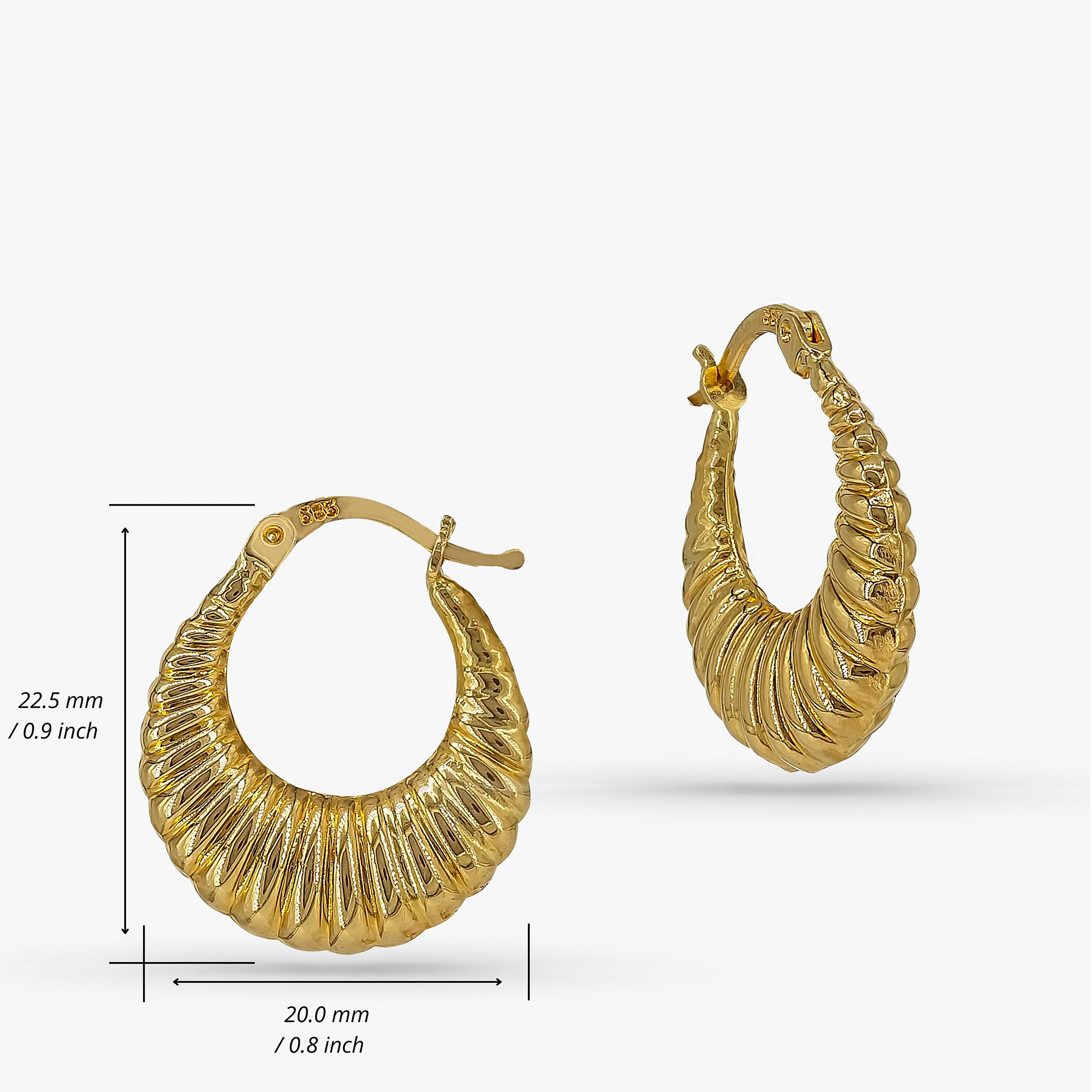 Croissant Hoops in 14K Gold