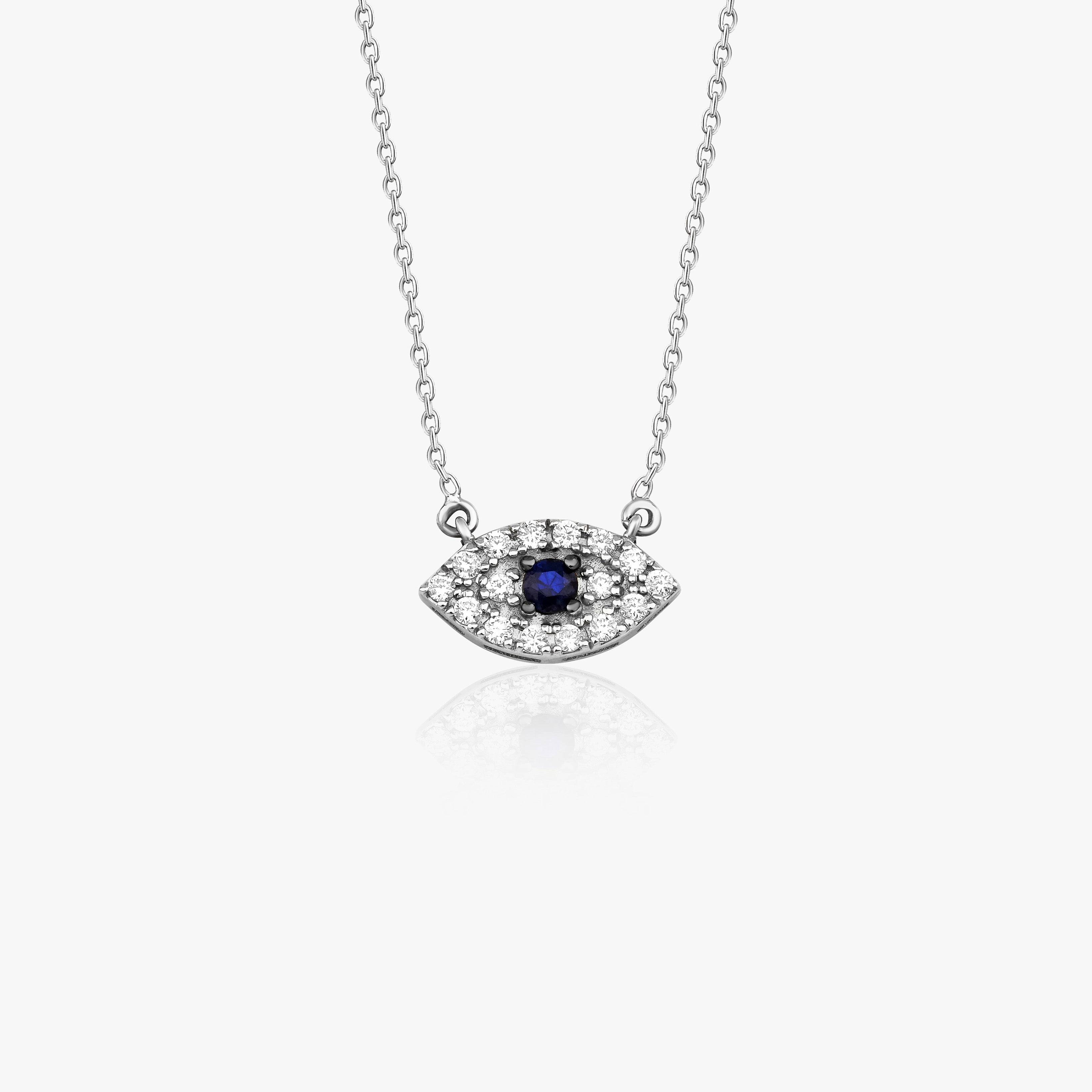 Sapphire and Diamond Evil Eye Necklace