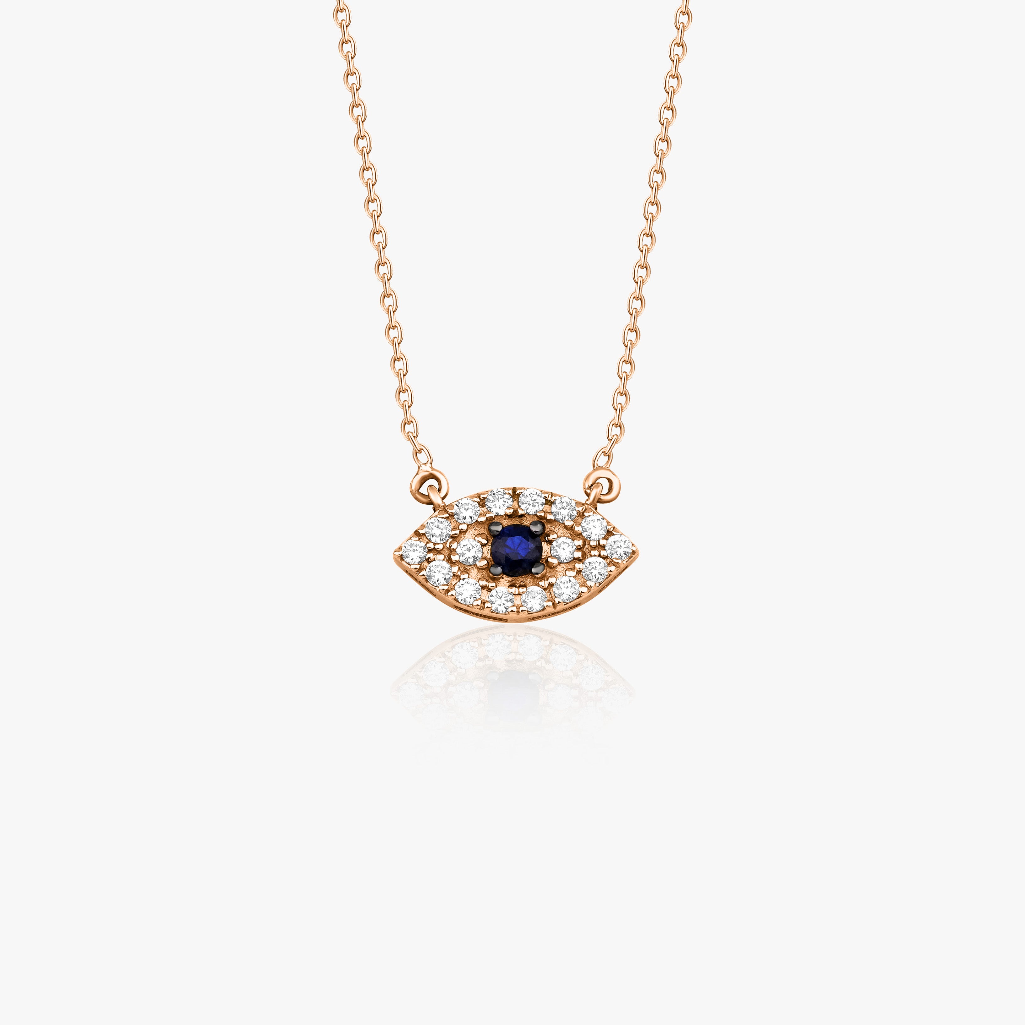 Sapphire and Diamond Evil Eye Necklace