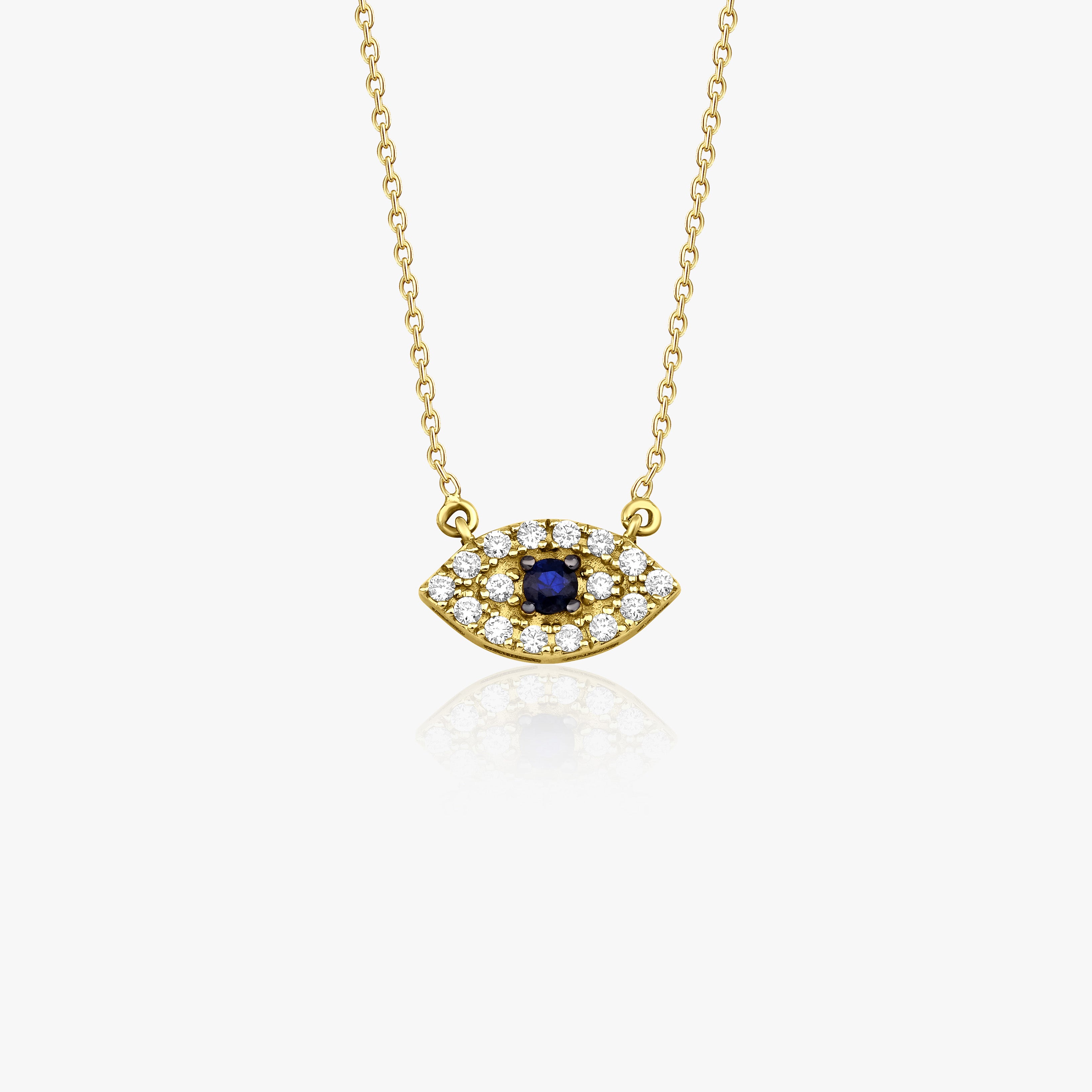 Sapphire and Diamond Evil Eye Necklace