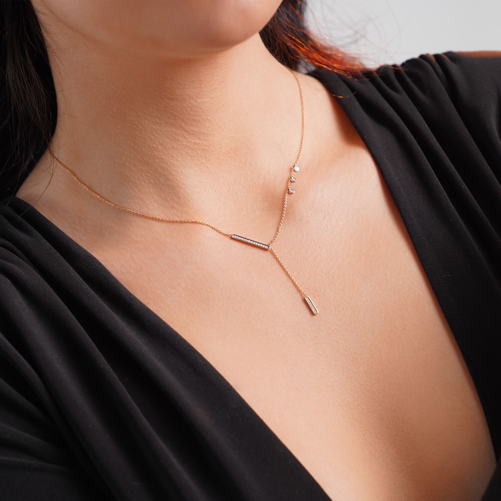 Diamond Lariat Necklace Available in 14K and 18K Gold