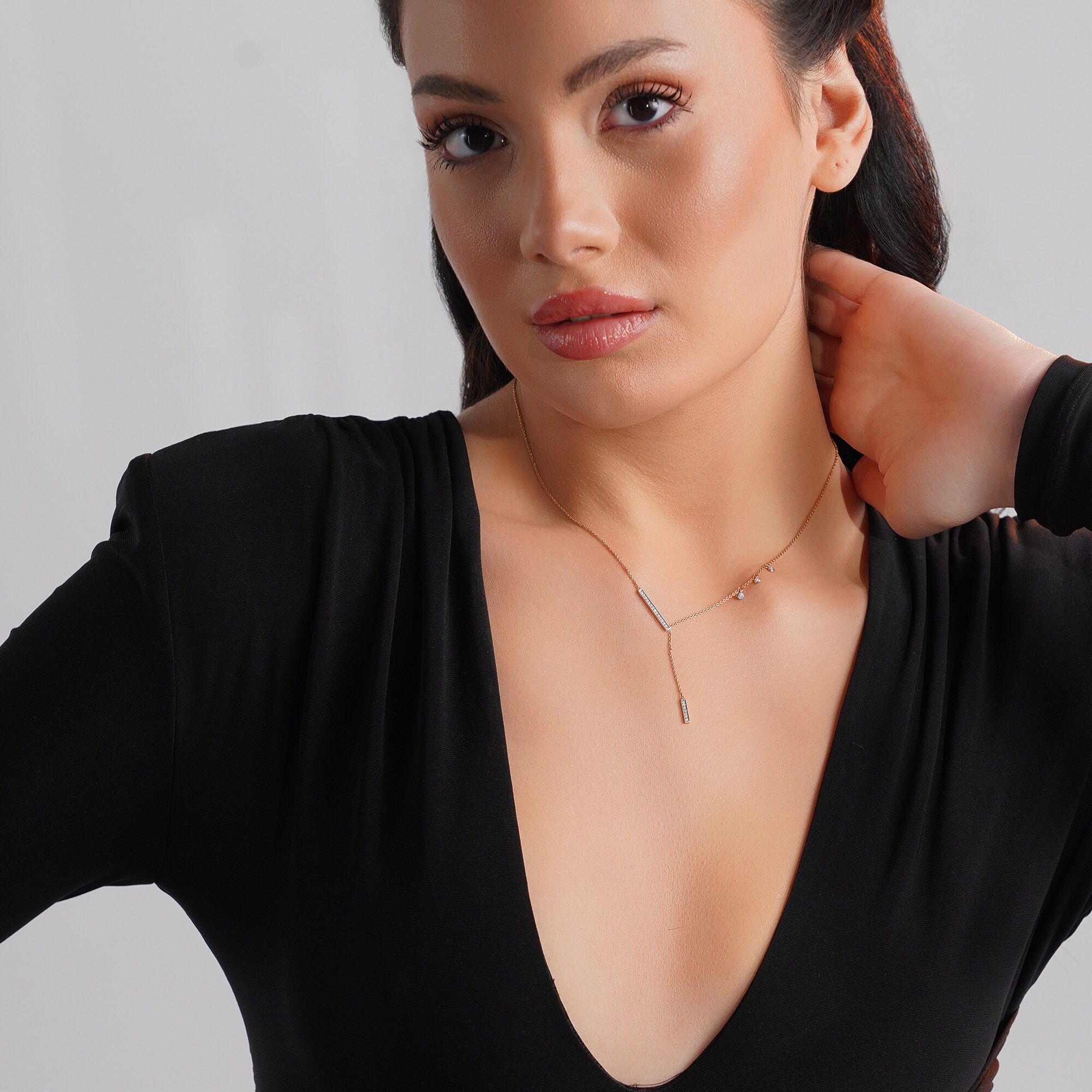 Diamond Lariat Necklace Available in 14K and 18K Gold