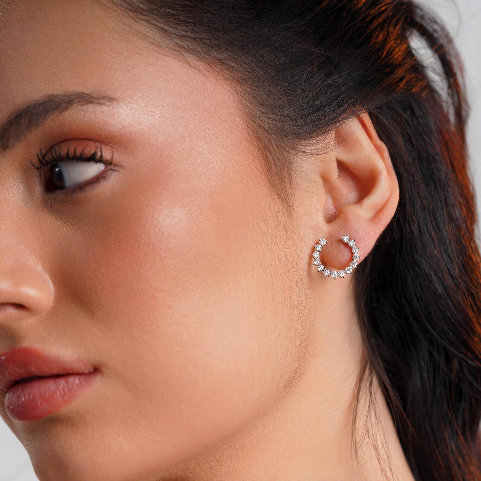 Large Eternal Winter Sun Diamond Earrings Available in 14K and 18K Gold