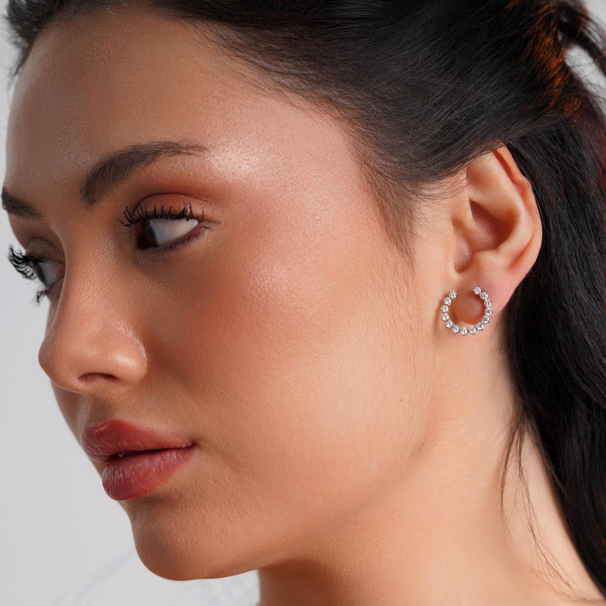 Large Eternal Winter Sun Diamond Earrings Available in 14K and 18K Gold