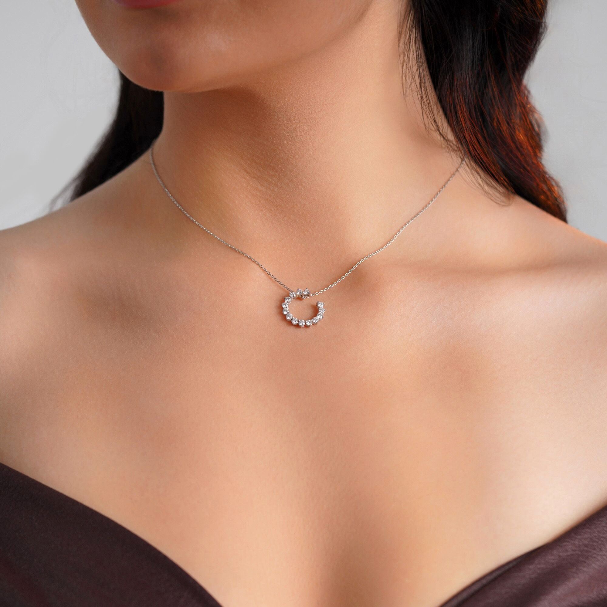 Large Diamond Eternal Winter Sun Necklace Available in 14K and 18K Gold