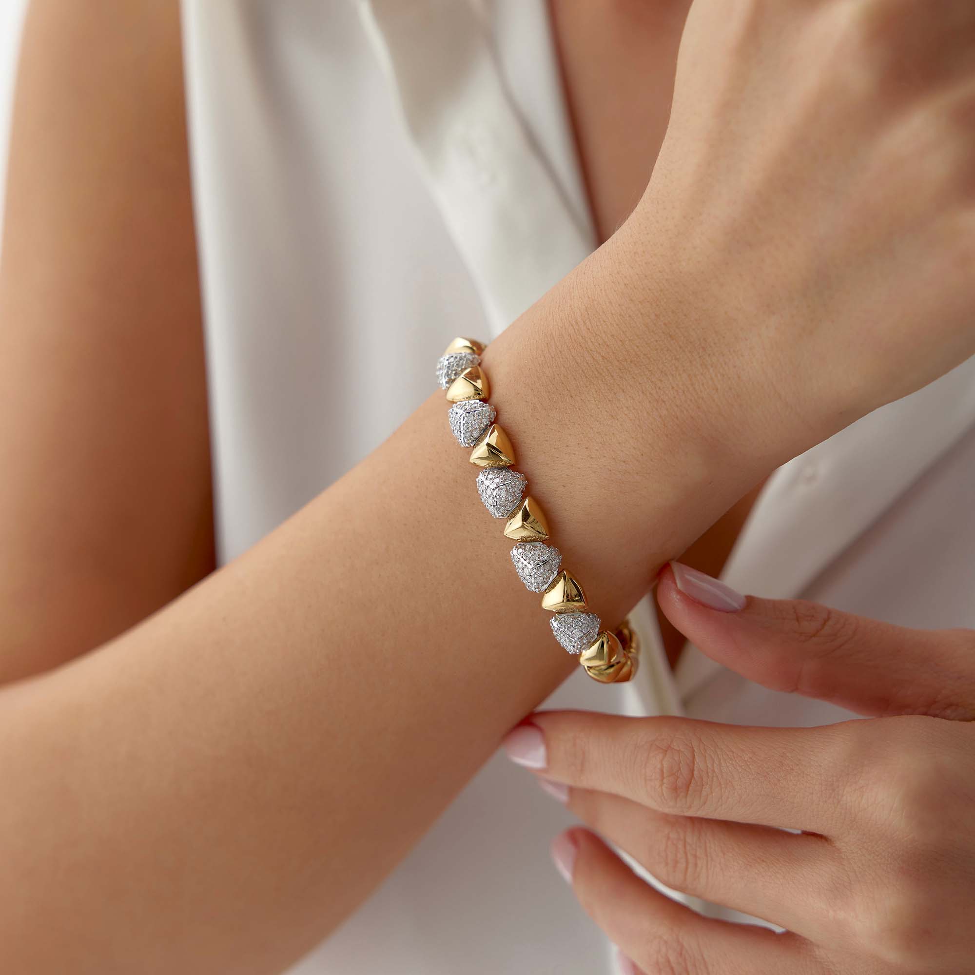 Pave Diamond Triangle Cuff Bangle