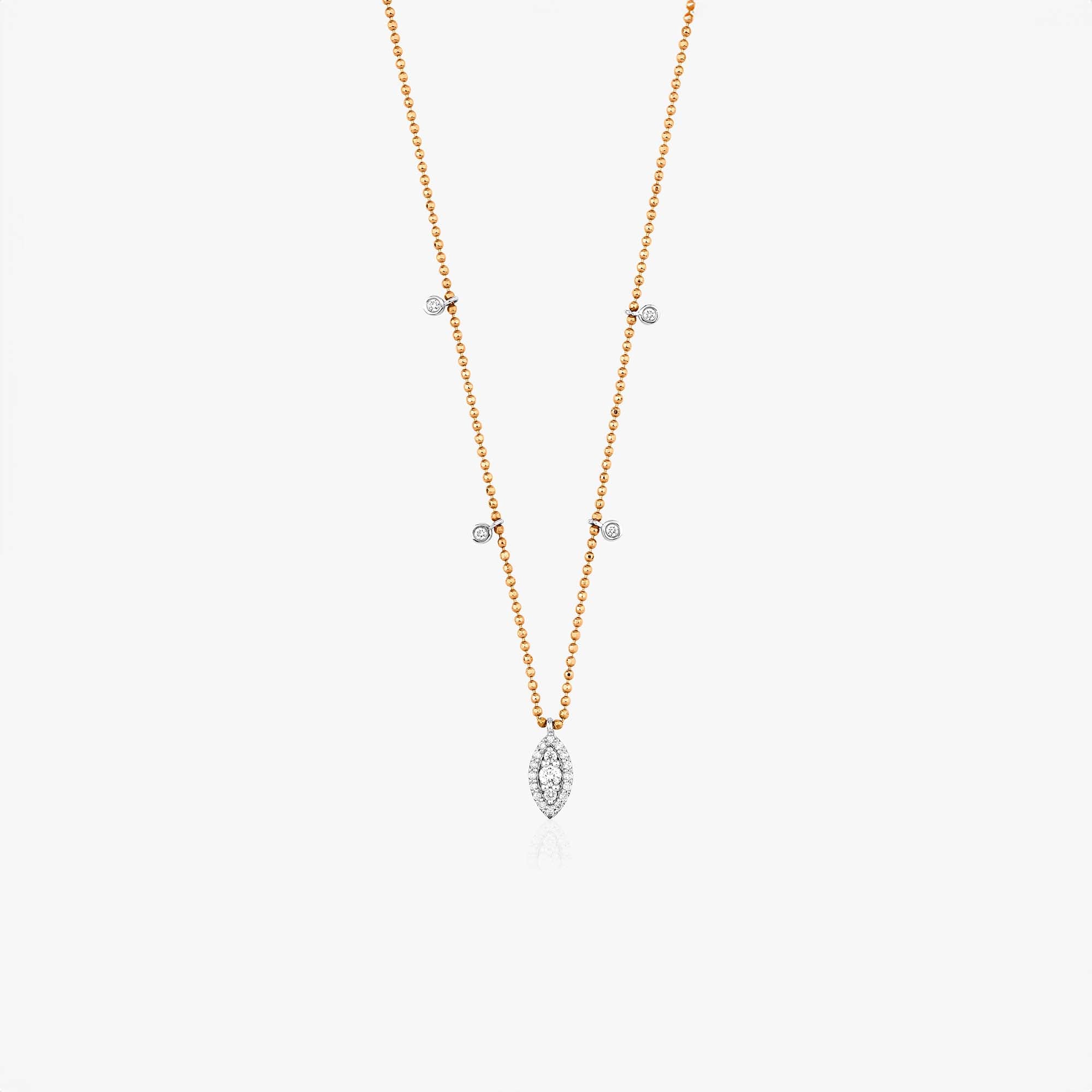 Diamond Spear Station Necklace in 14K Gold