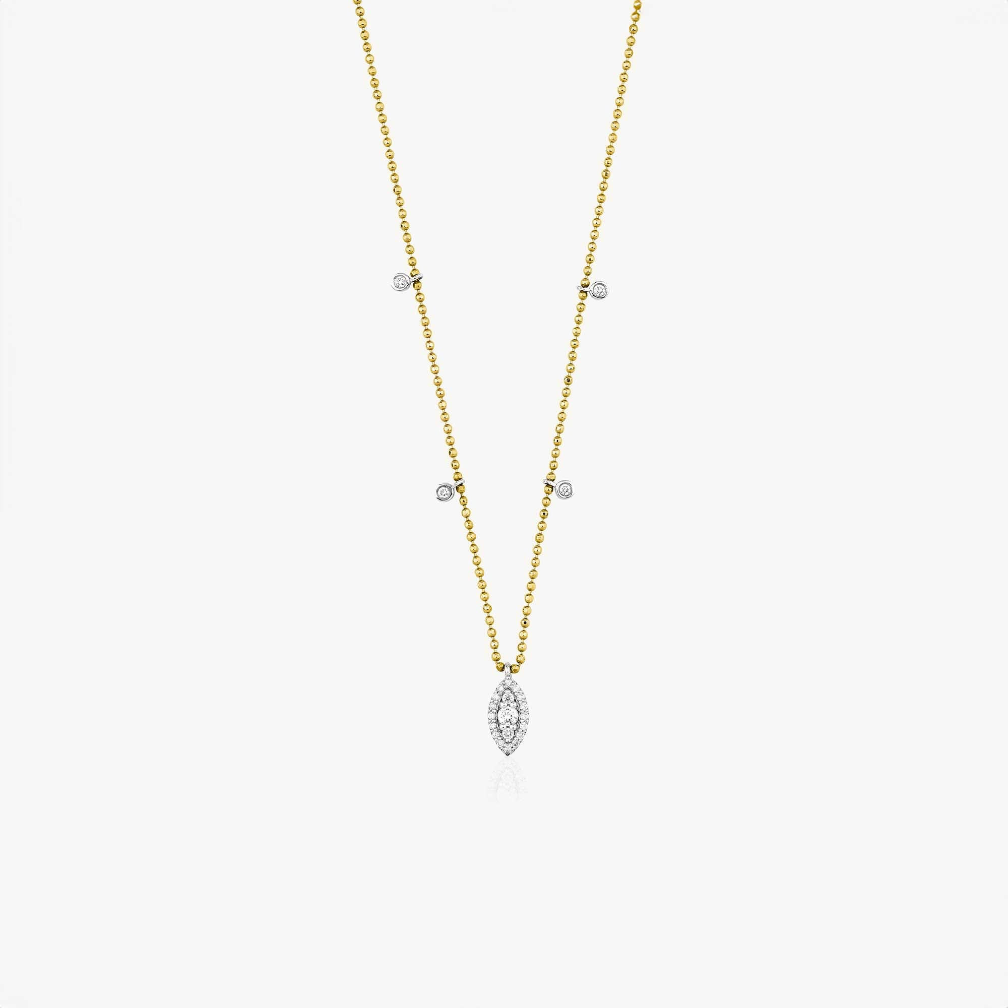 Diamond Spear Station Necklace in 14K Gold