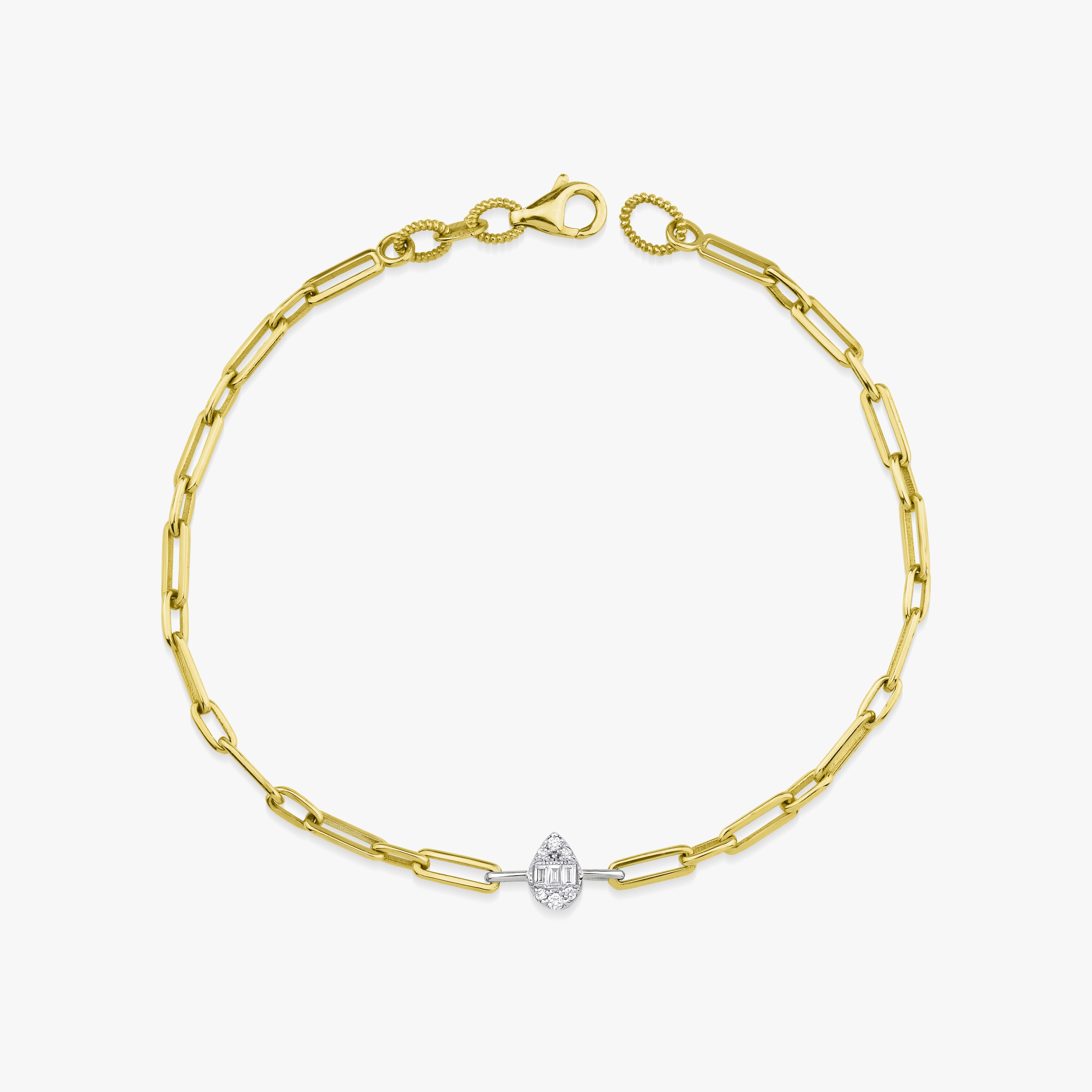 Minimal Diamond Drop Shaped Bracelet in 14K Gold