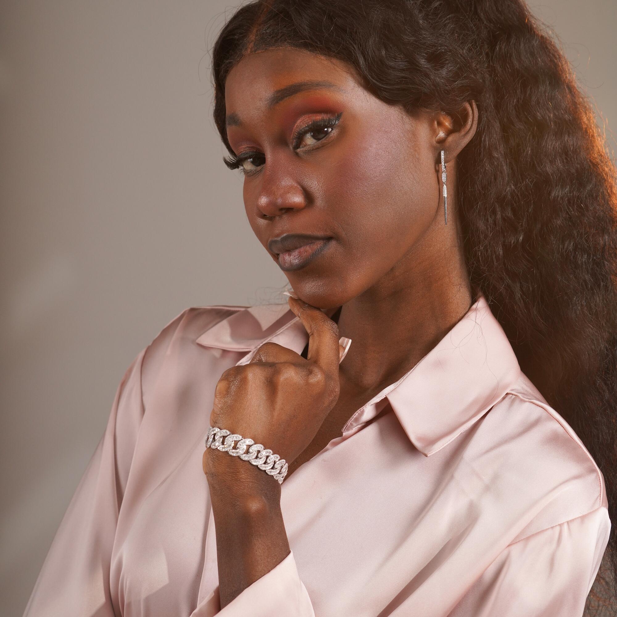 Diamond Long Spike Drop Earrings in 14K Gold