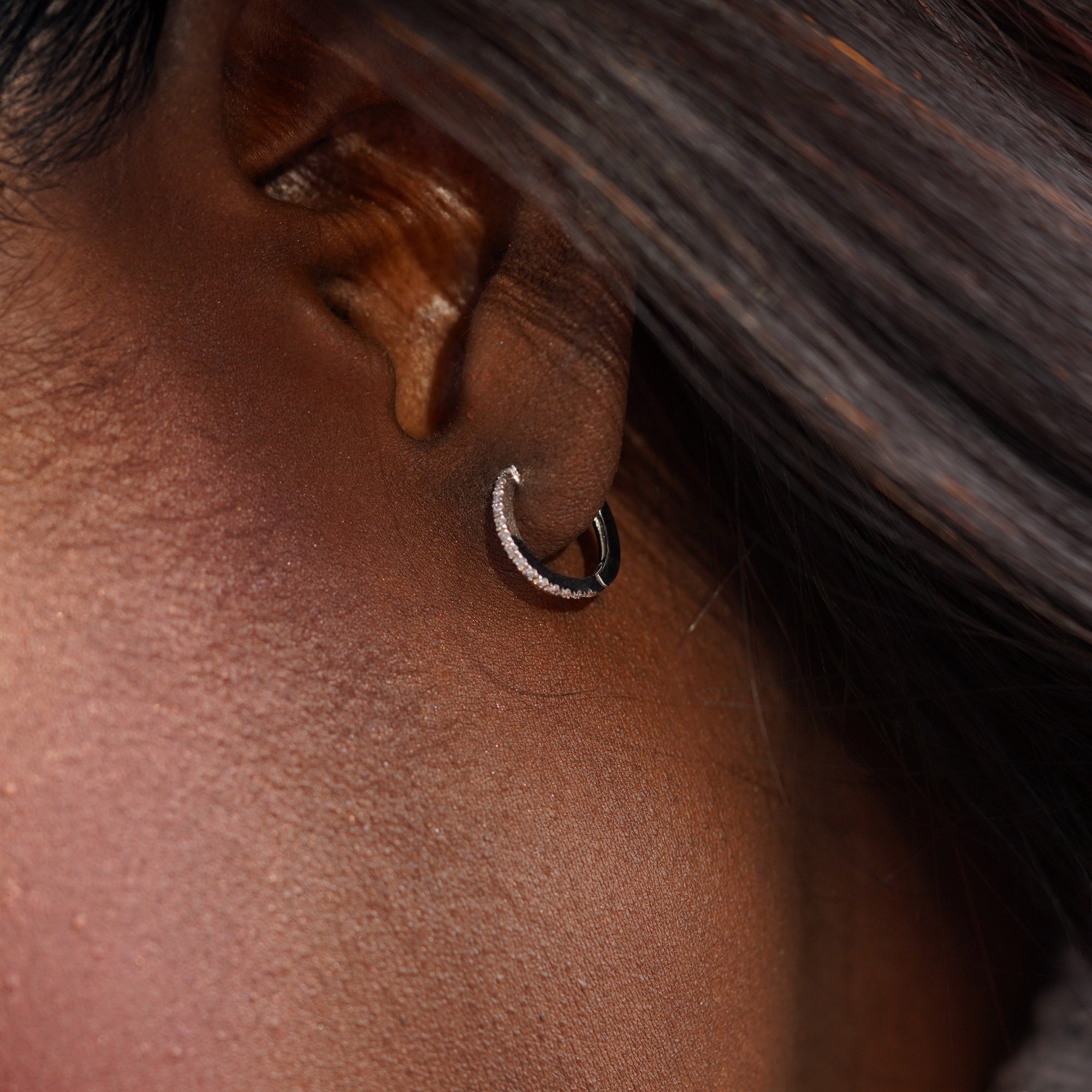 Small Diamond Huggies in 14K Gold