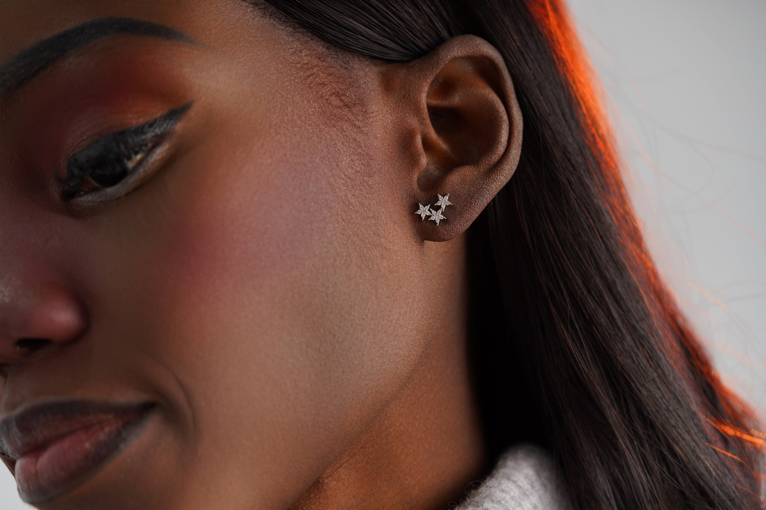 Single Celestial Star Group Stud Available in 14K Gold