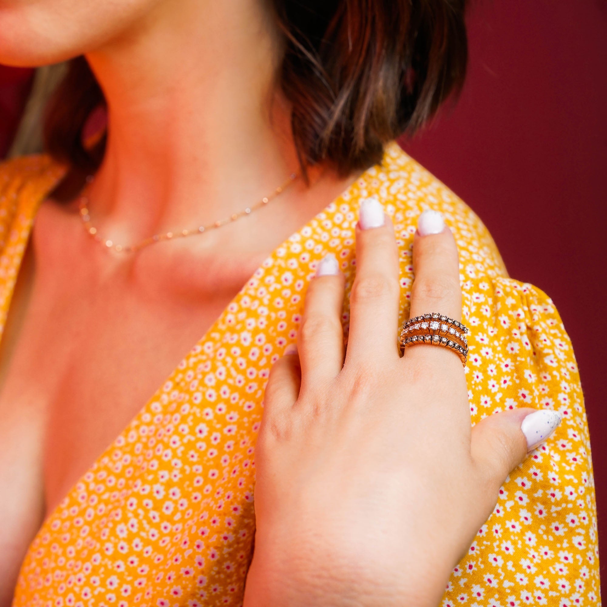 Graduated Diamond Wrap Ring With Chocolate Diamonds in 14K Gold