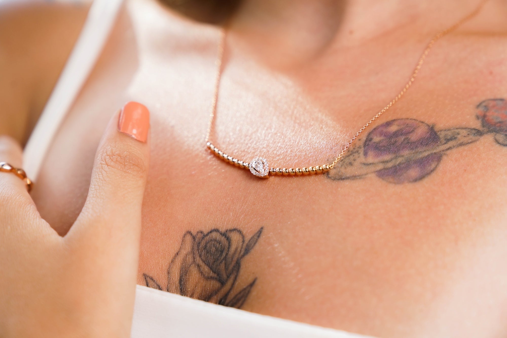 Diamond Curved Bar Necklace