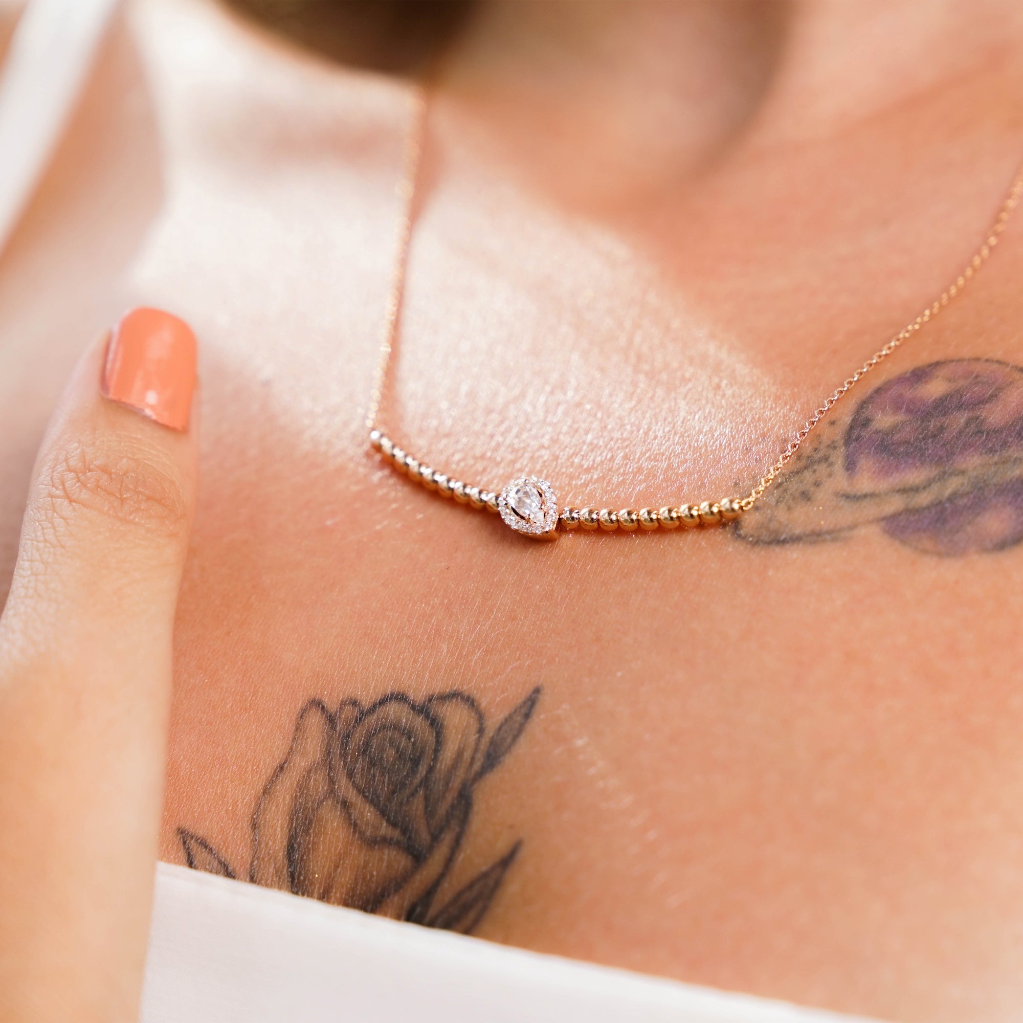 Diamond Curved Bar Necklace