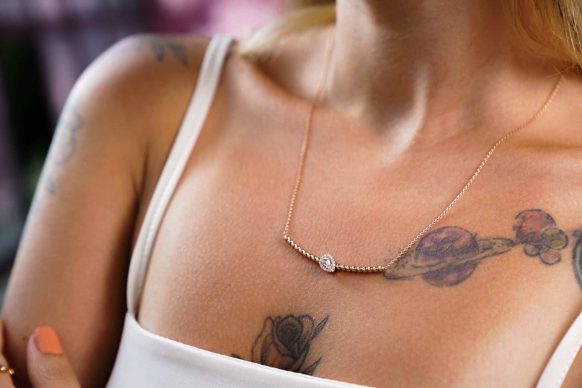 Diamond Curved Bar Necklace