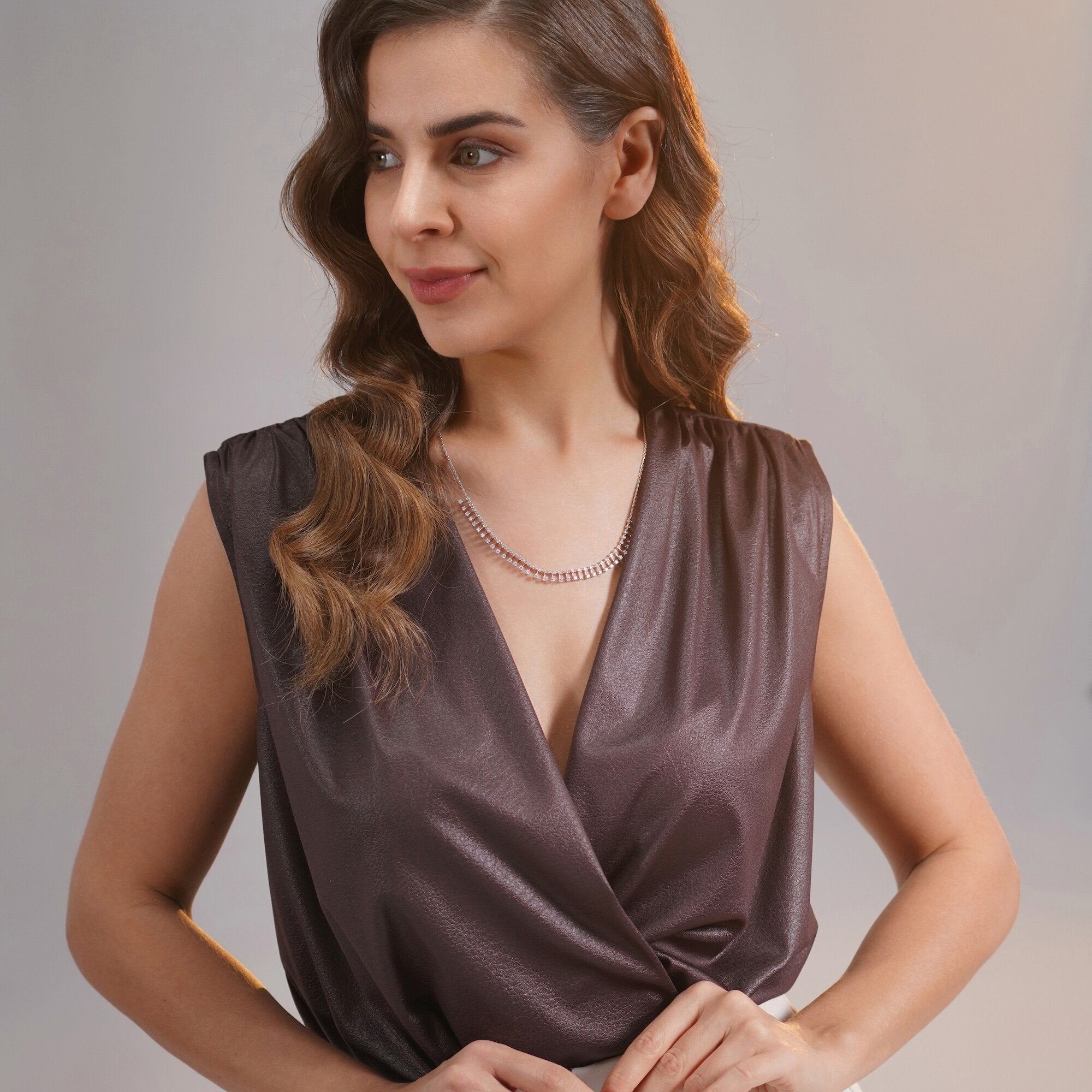 Long Diamond Station Necklace