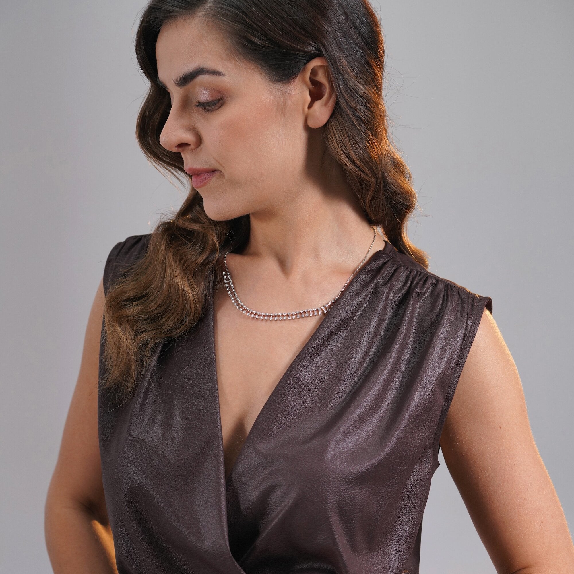 Long Diamond Station Necklace