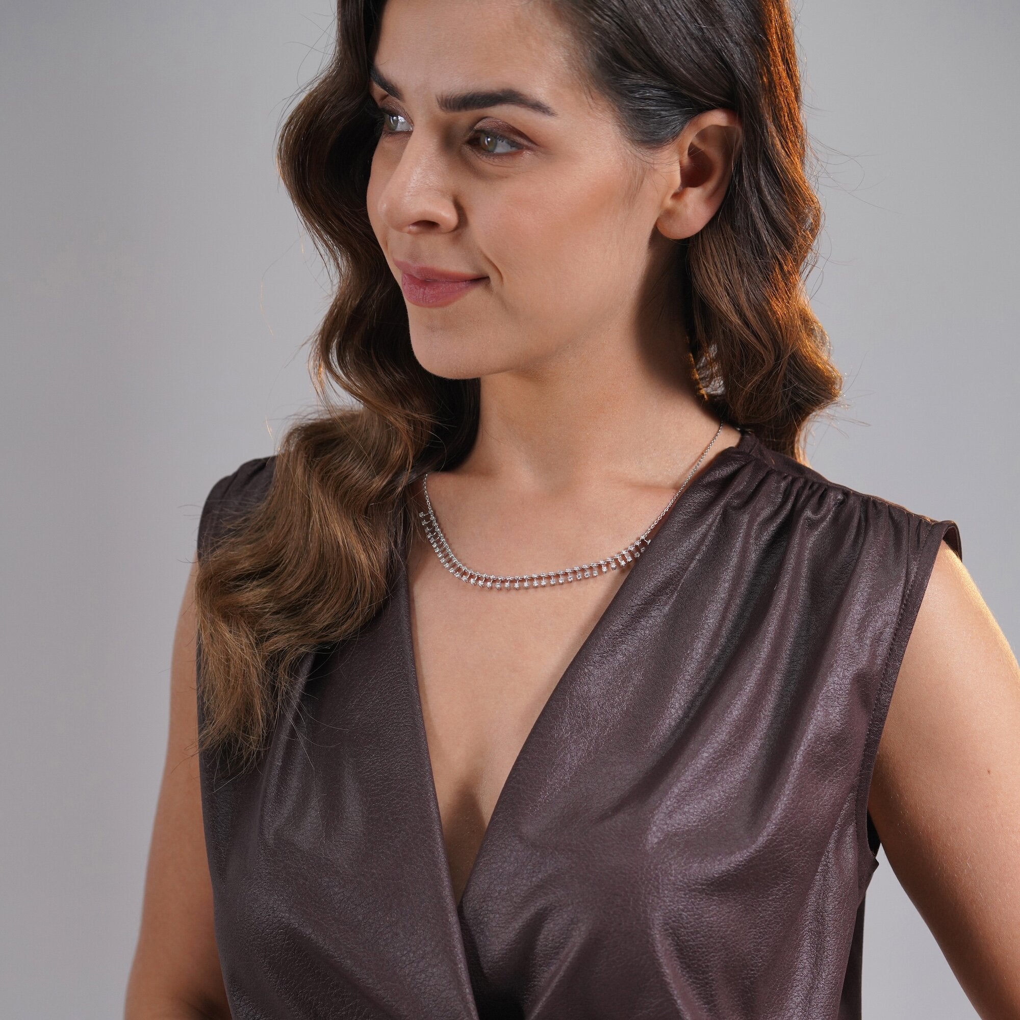 Long Diamond Station Necklace